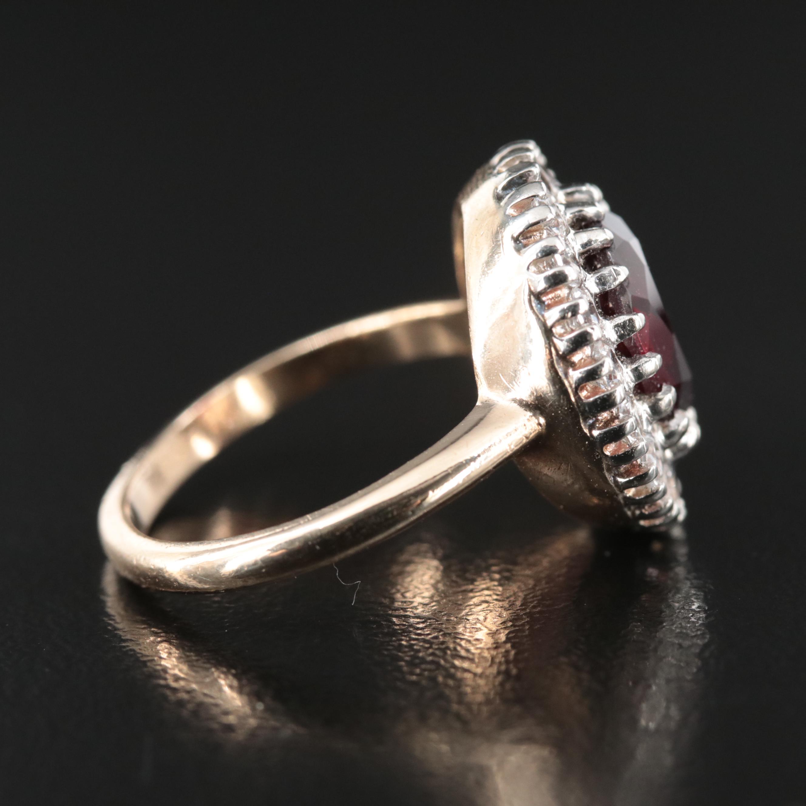 10K Ruby and White Spinel Ring