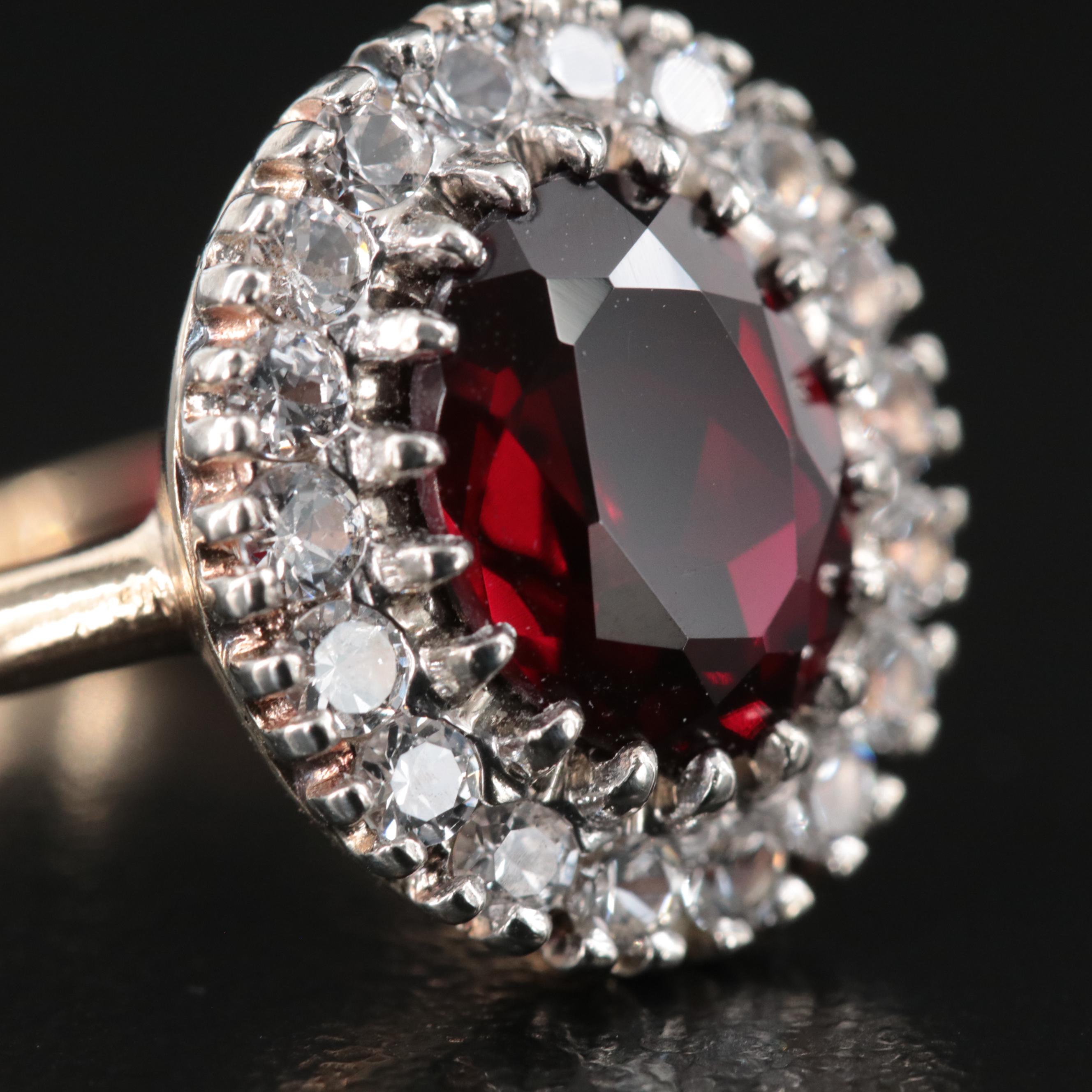 10K Ruby and White Spinel Ring