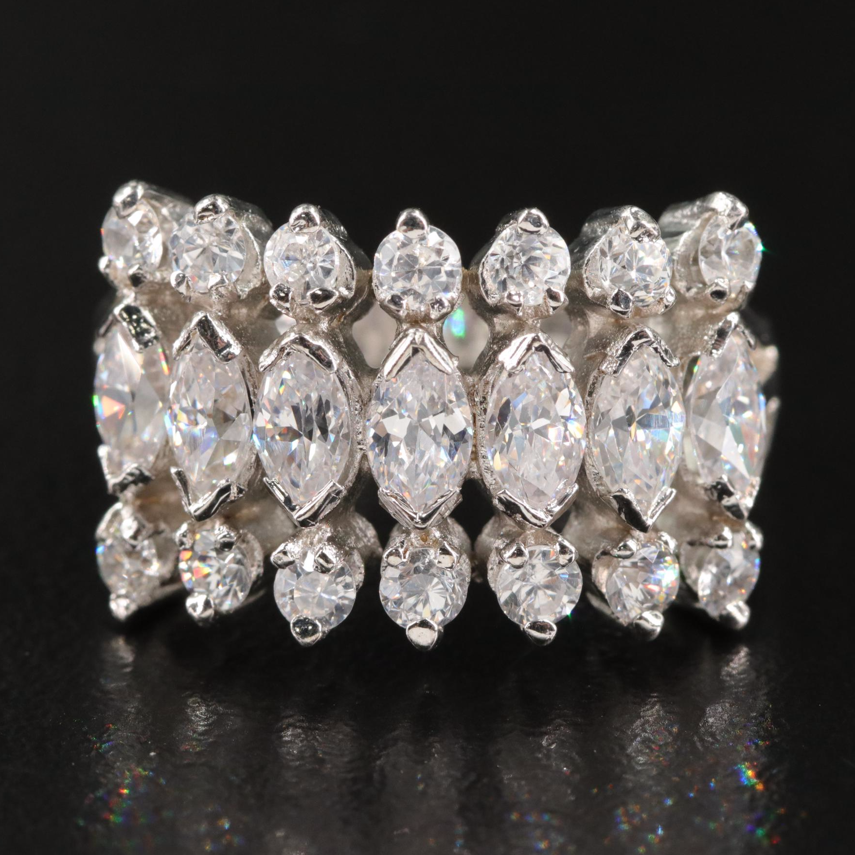 Sterling Cubic Zirconia Triple Row Ring