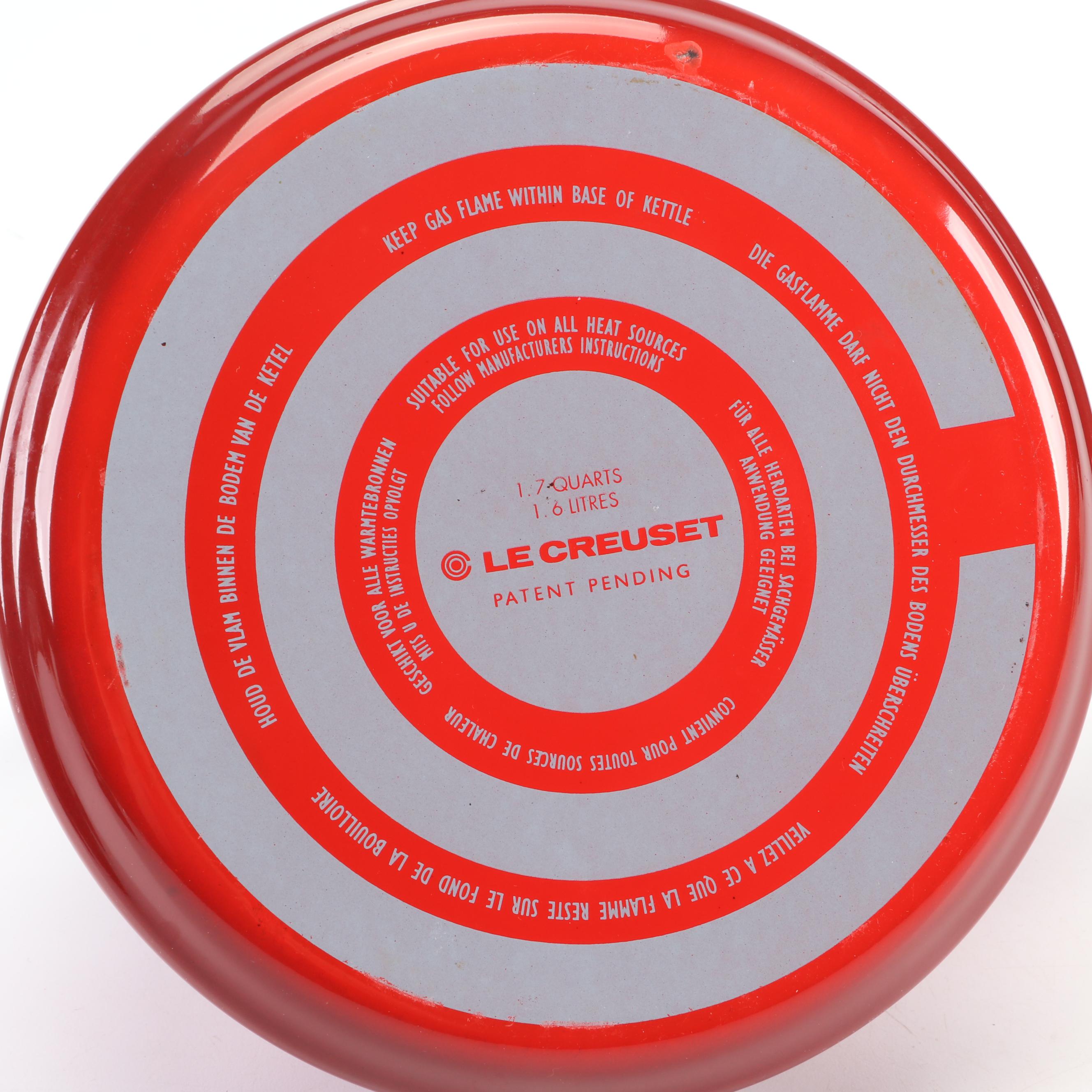 Le Creuset Cerise Enameled Cast Iron Grill Pan with Enamel Whistling Tea Kettle