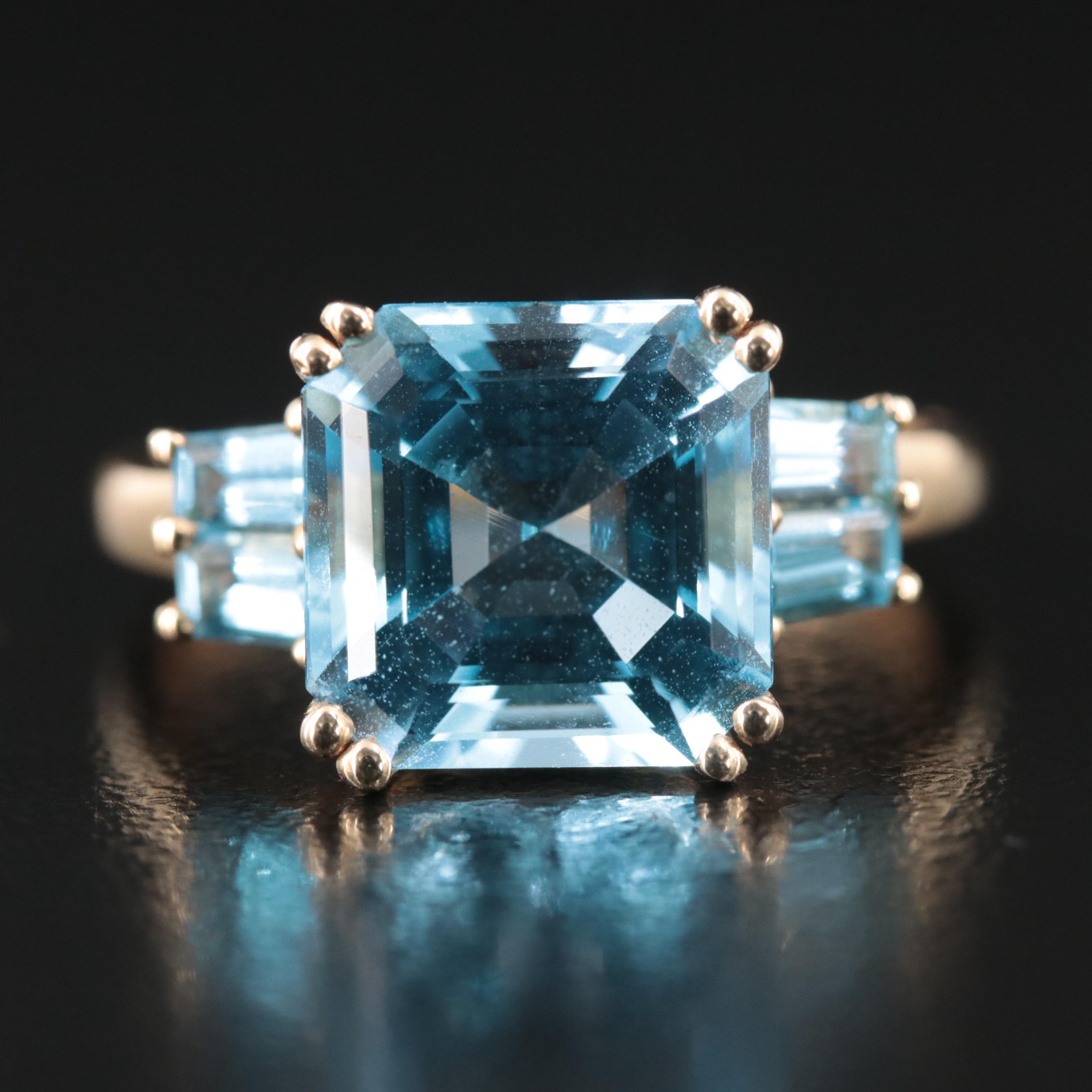 14K Sky Blue Topaz Ring