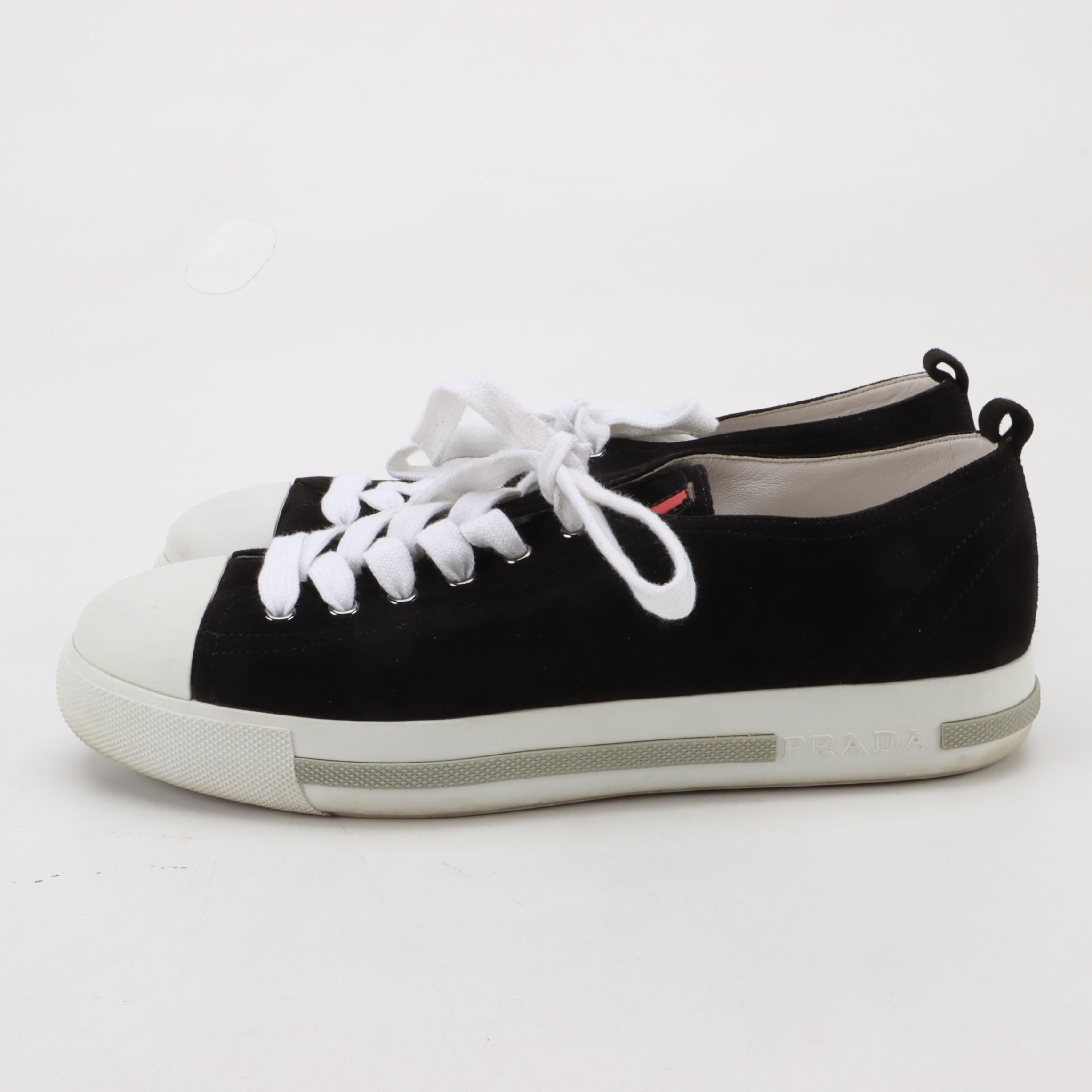 Prada Sport Black Suede Lace-Up Sneakers