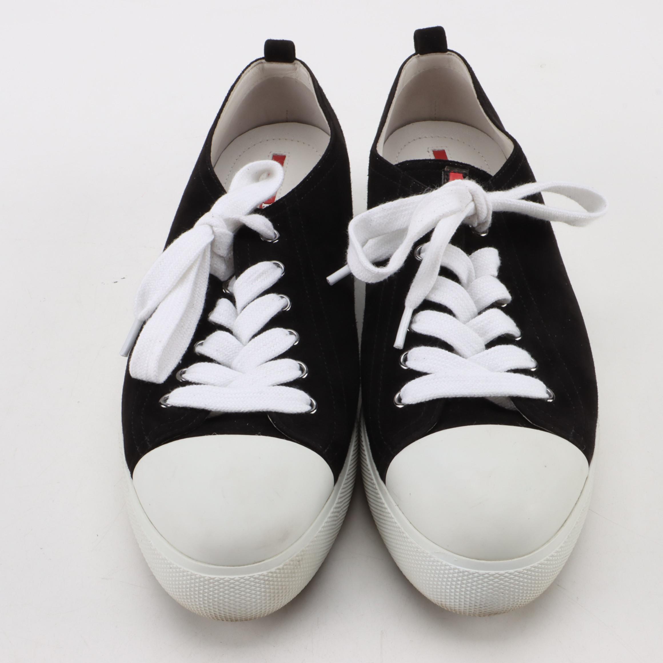 Prada Sport Black Suede Lace-Up Sneakers