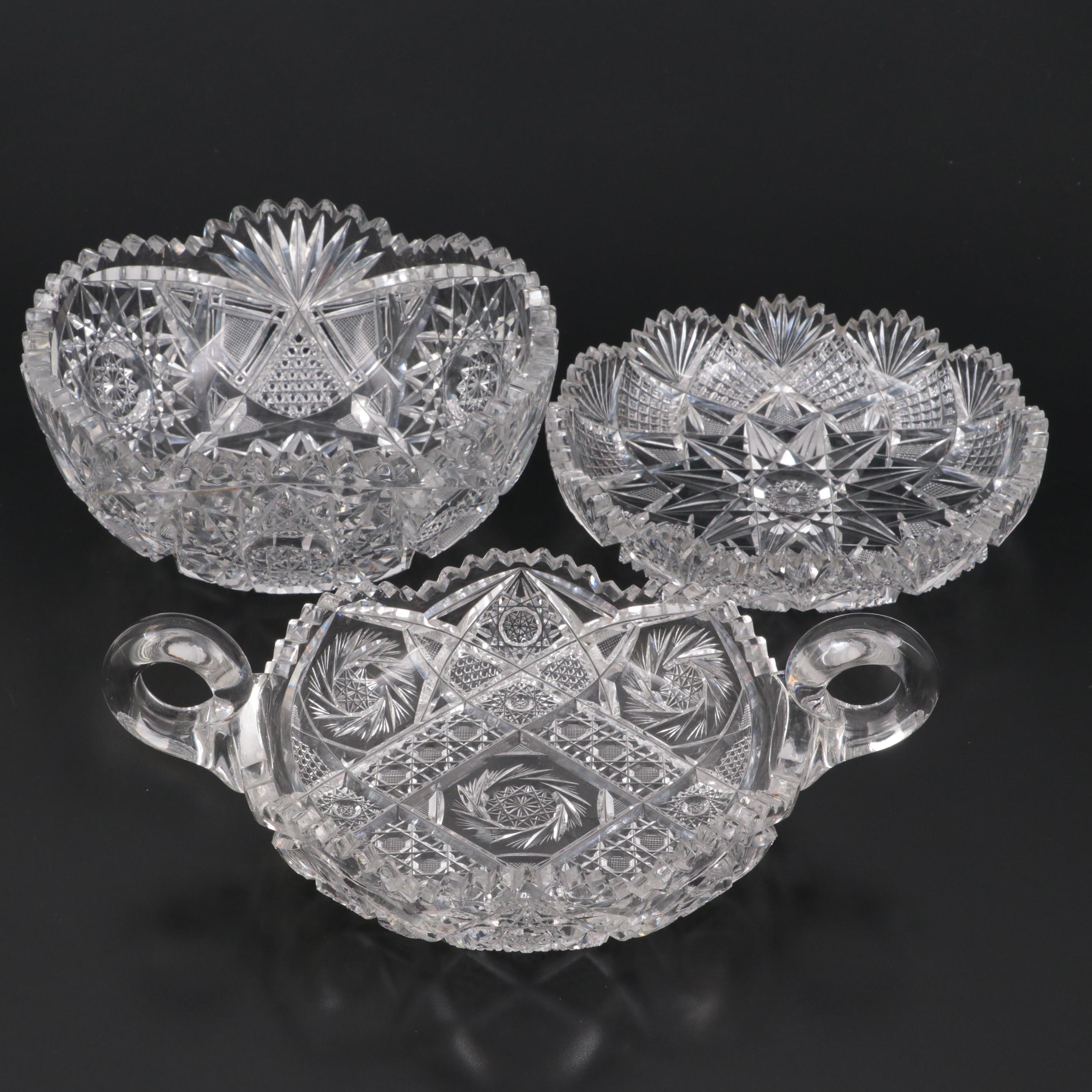 American Brilliant Cut Glass Bowls, Late 19th to Early 20th Century