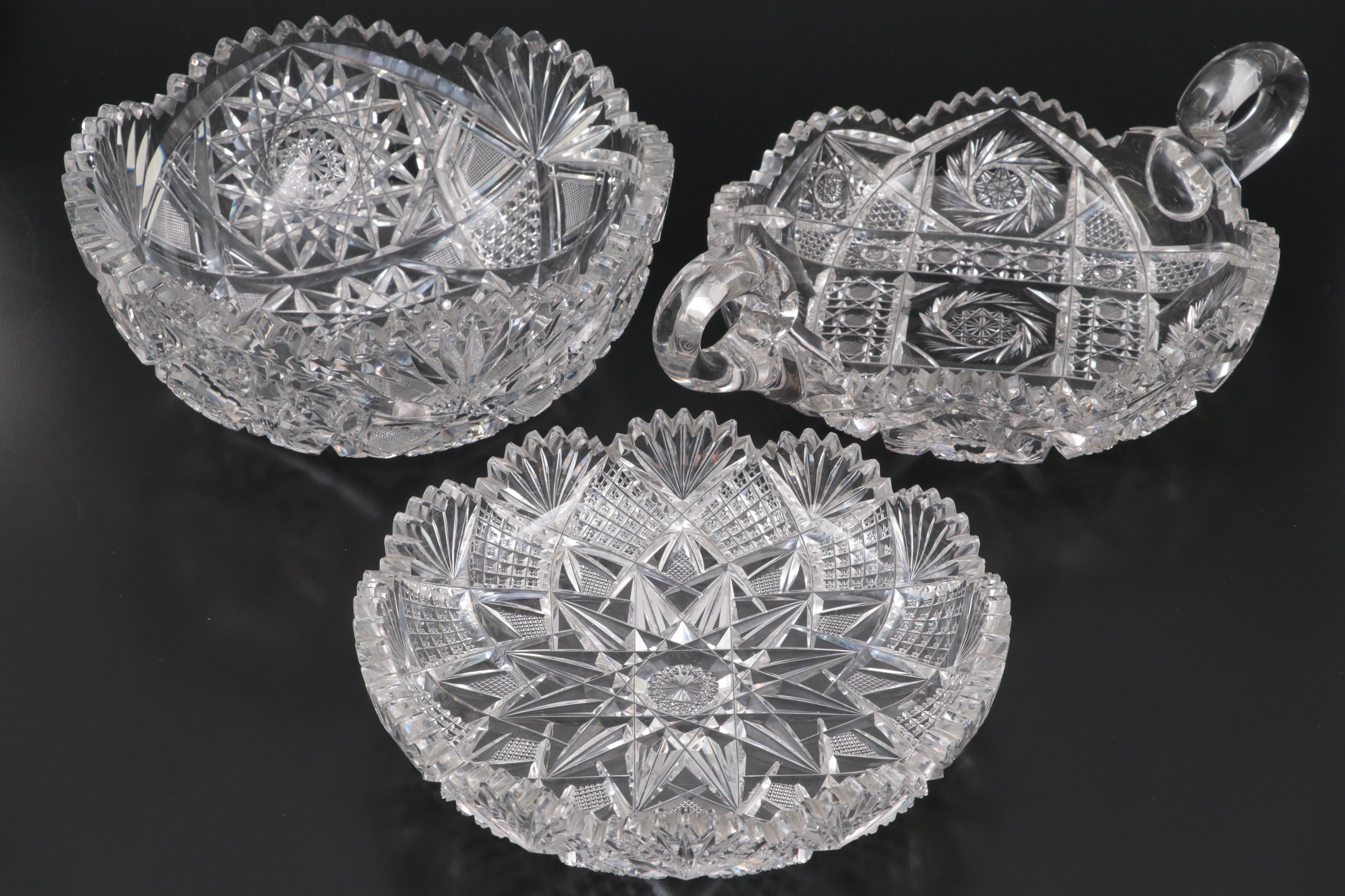 American Brilliant Cut Glass Bowls, Late 19th to Early 20th Century
