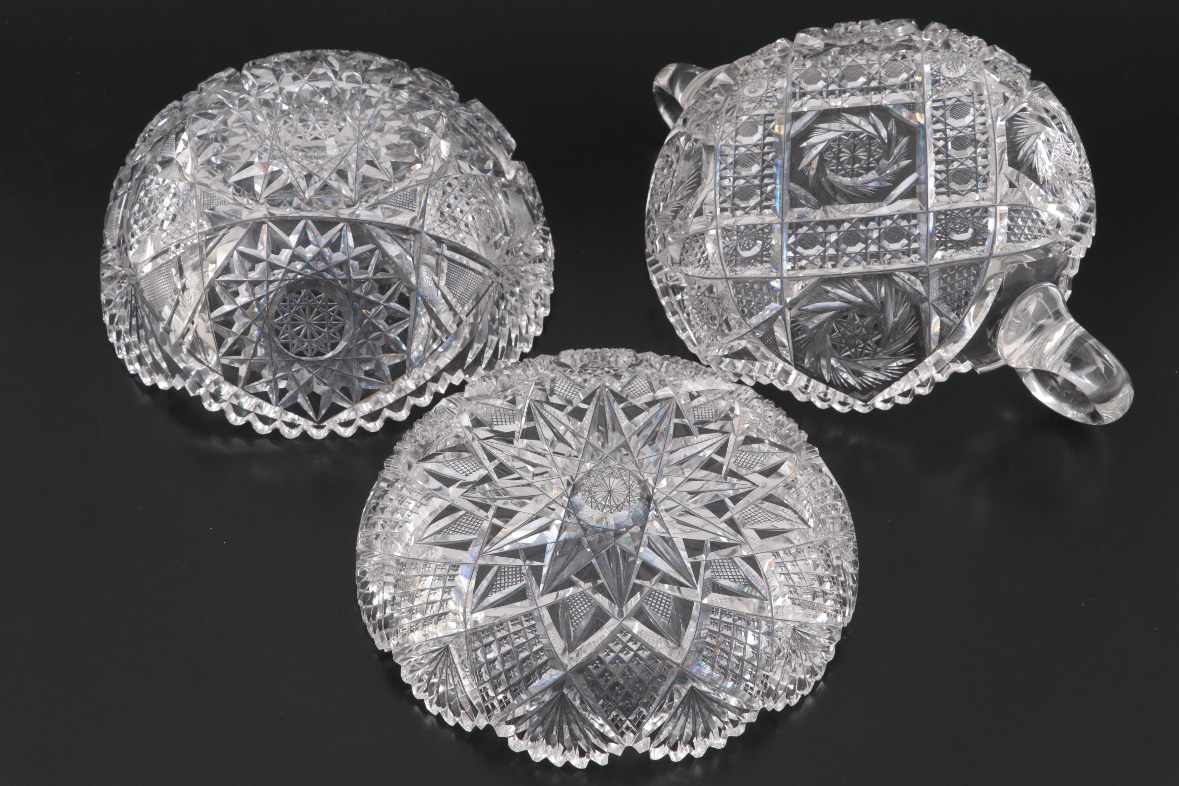 American Brilliant Cut Glass Bowls, Late 19th to Early 20th Century