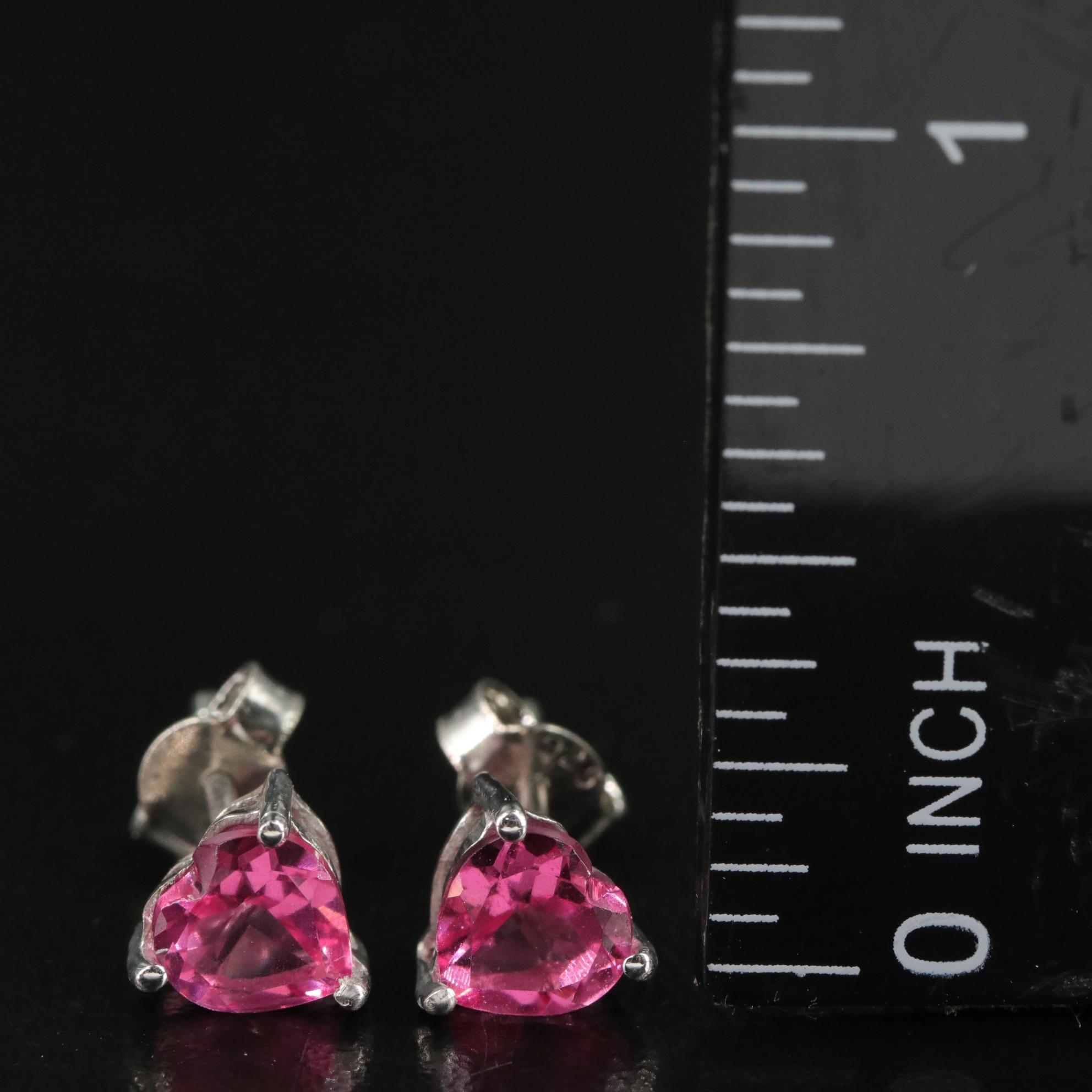 Sterling Pink Sapphire Stud Earrings