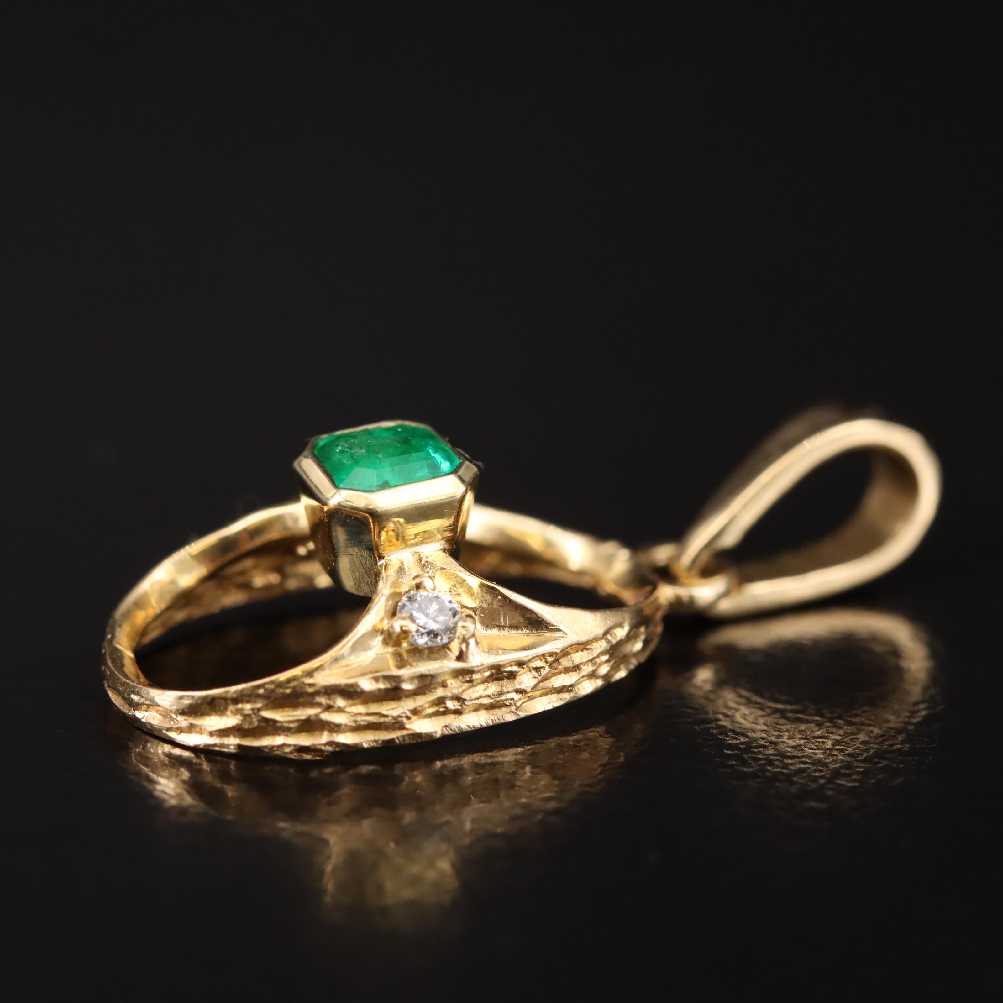 18K Emerald and Diamond Pendant