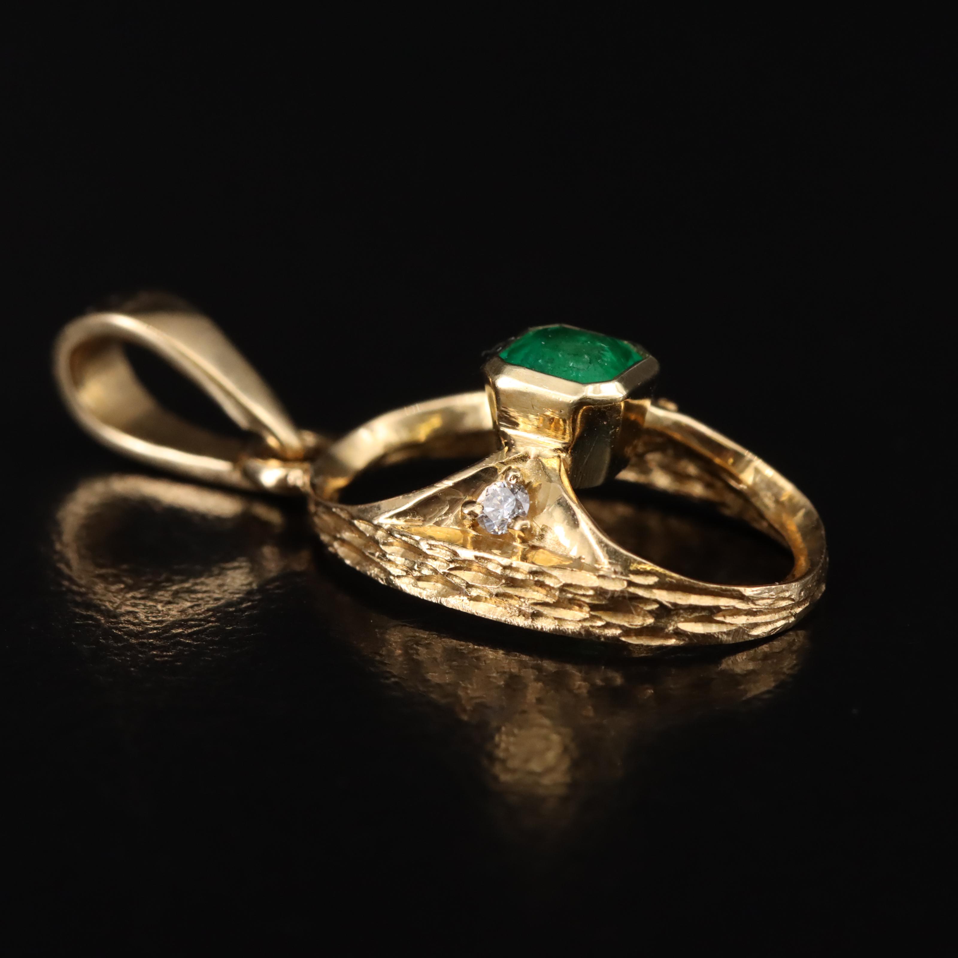 18K Emerald and Diamond Pendant