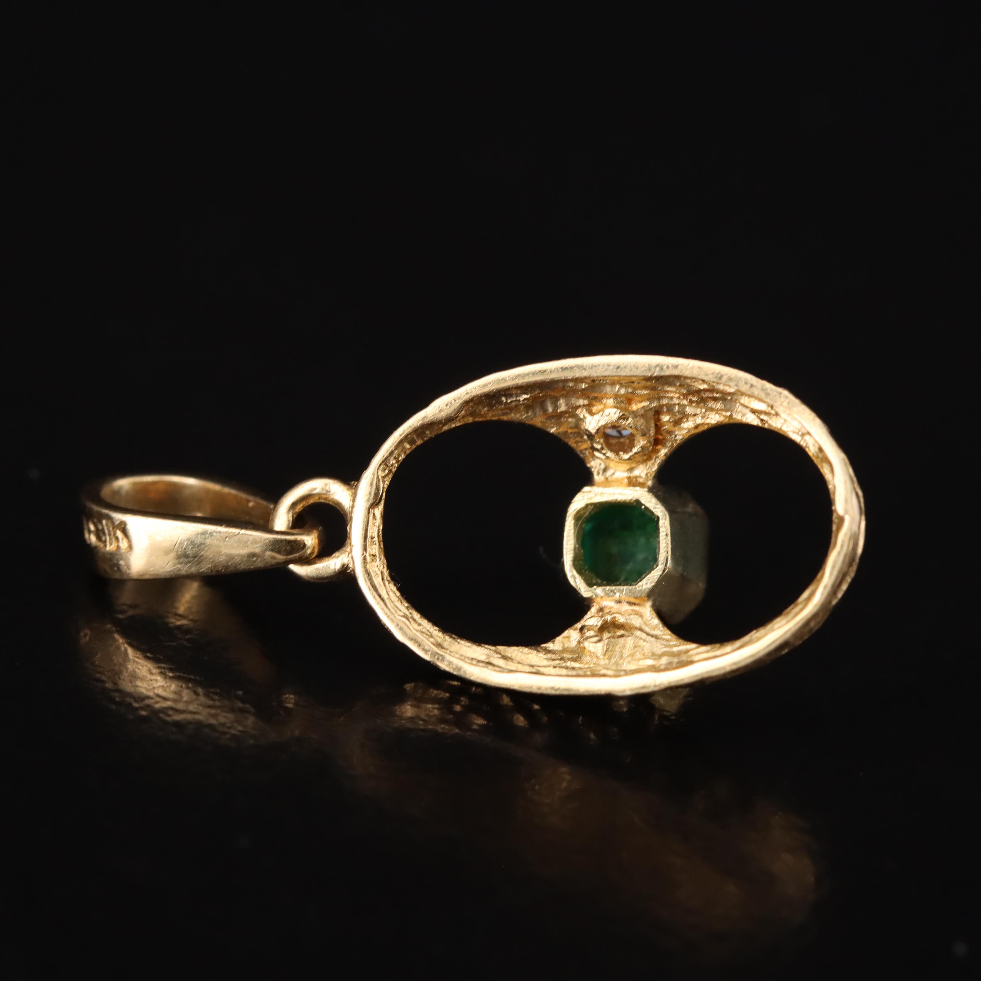 18K Emerald and Diamond Pendant