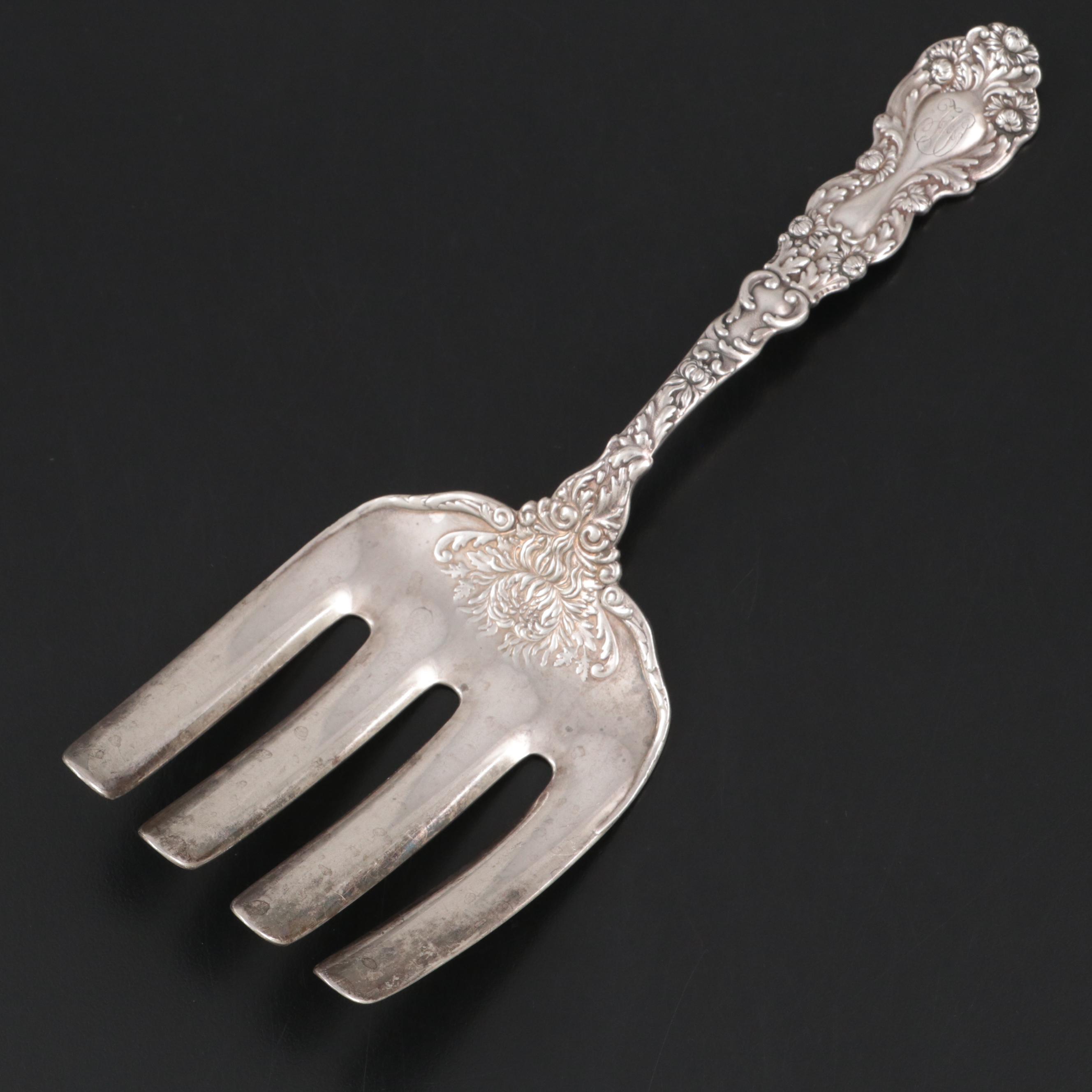 Gorham "Imperial Chrysanthemum" Sterling Silver Asparagus Serving Fork