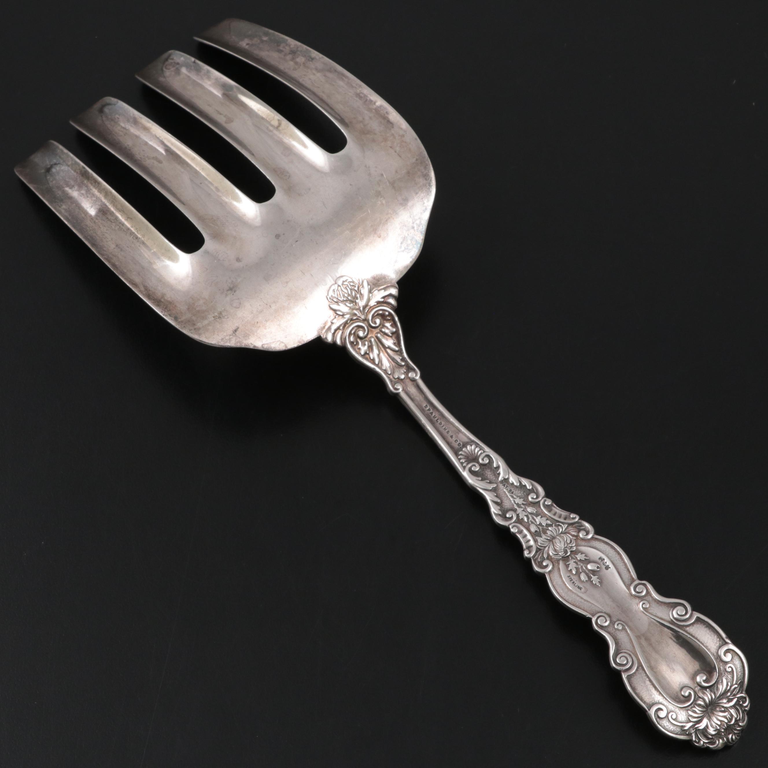 Gorham "Imperial Chrysanthemum" Sterling Silver Asparagus Serving Fork