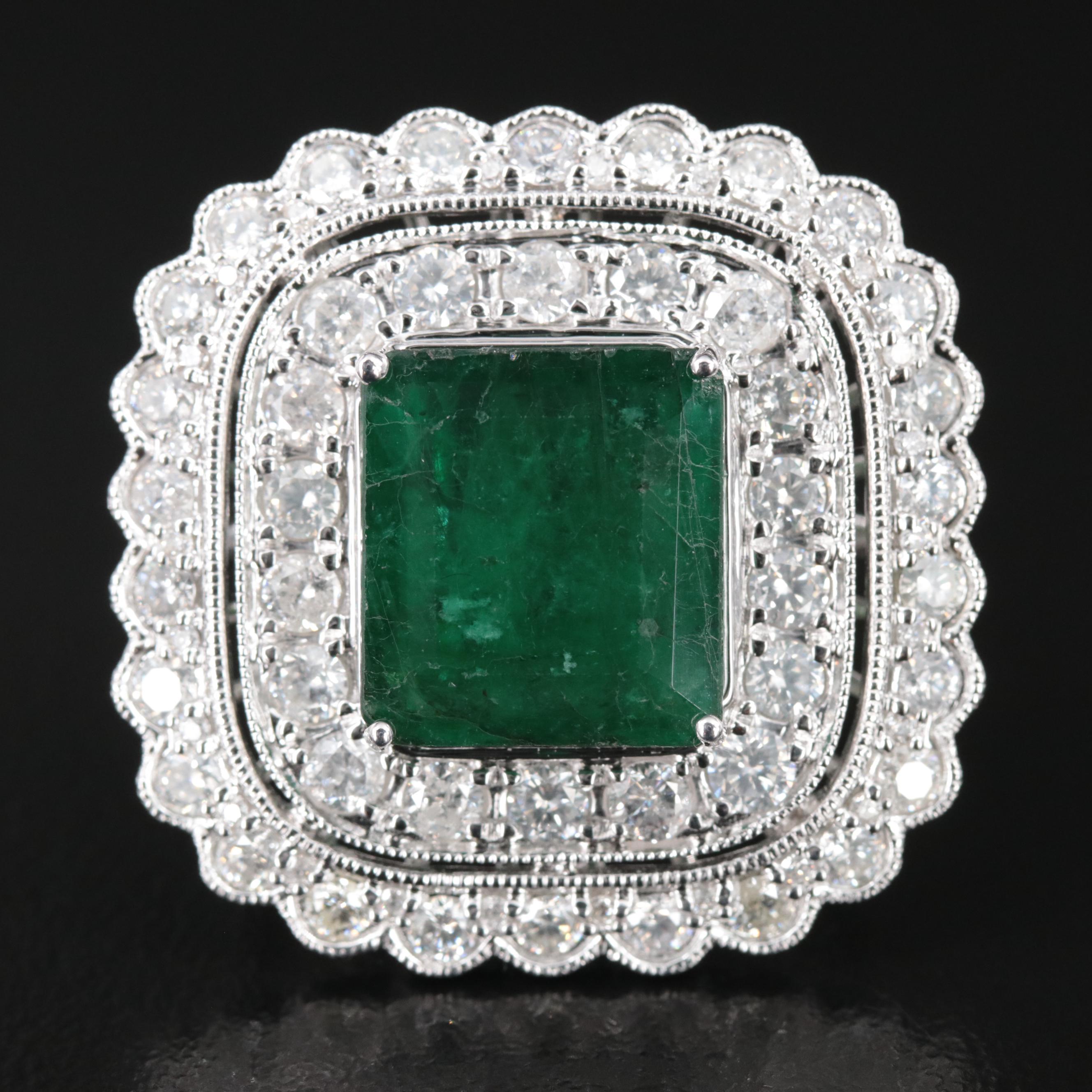 Ellanza 14K 5.68 CT Emerald and 2.26 CTW Diamond Ring | EBTH