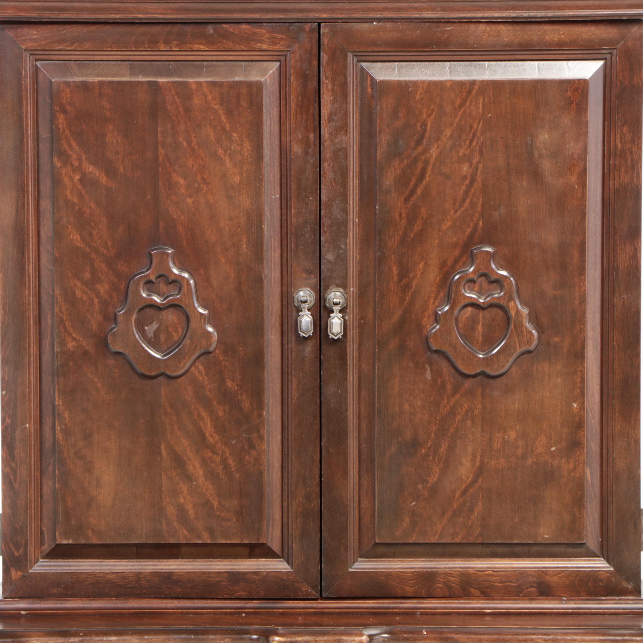 Jacobean Revival Walnut-Stained China Cabinet, circa 1930