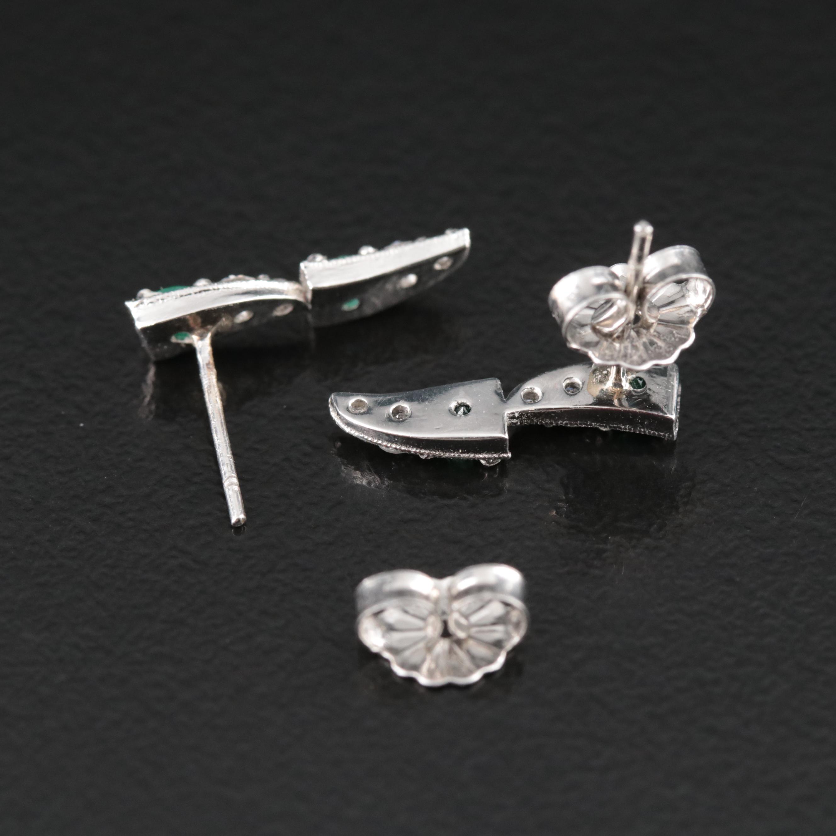 Platinum Emerald and Diamond Earrings