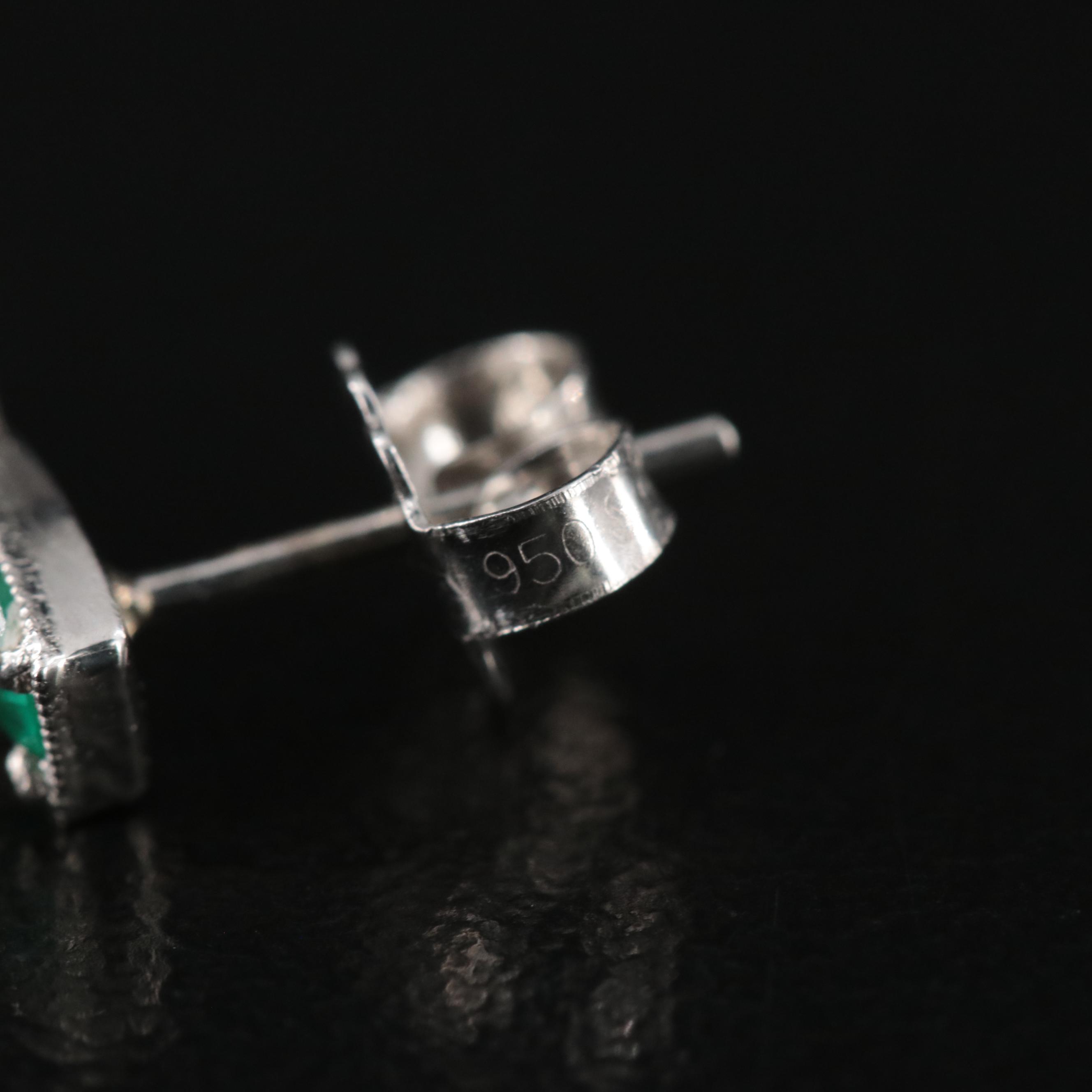 Platinum Emerald and Diamond Earrings