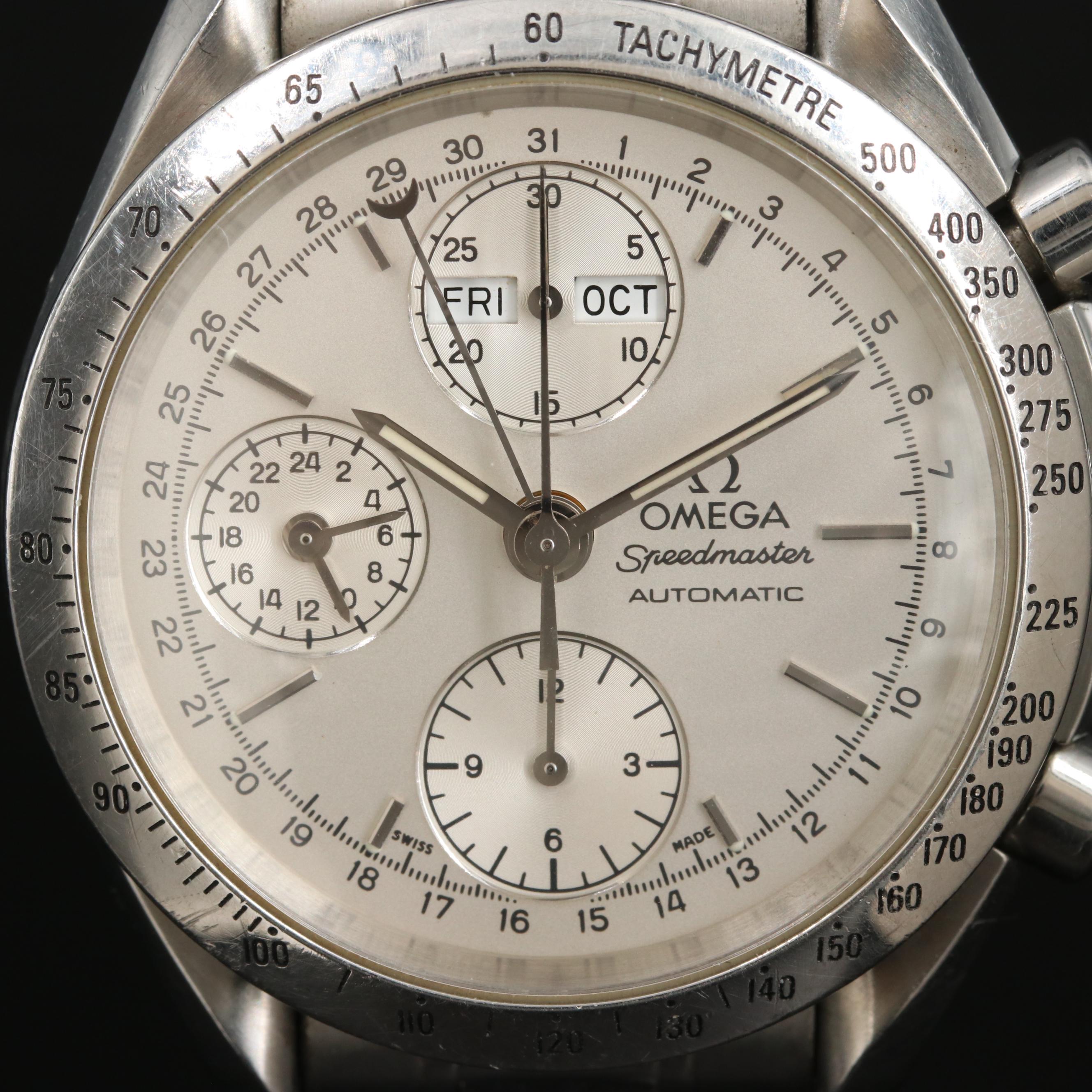 Omega Speedmaster Triple Calendar Silver Steel 39MM Automatic Watch