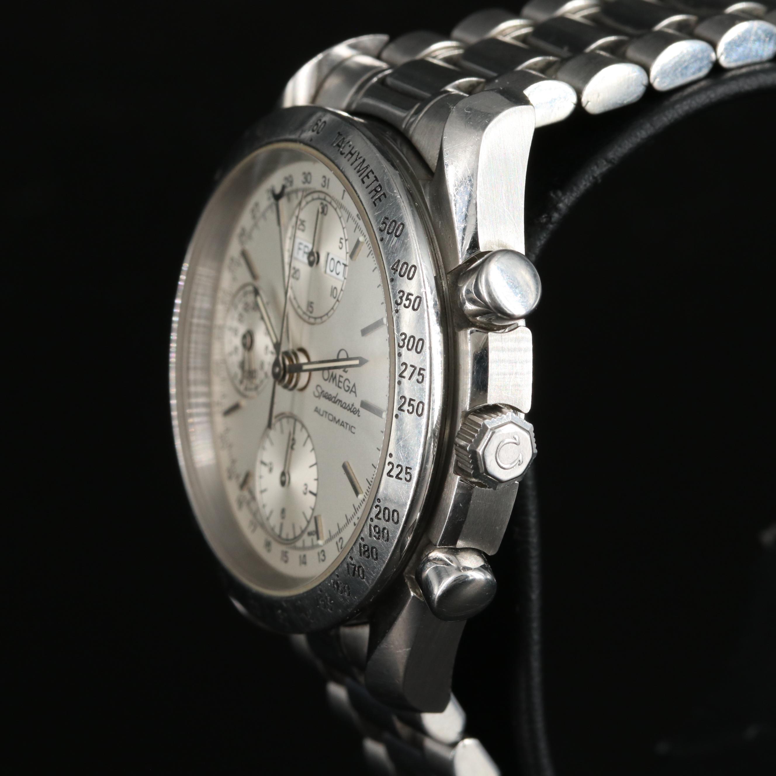 Omega Speedmaster Triple Calendar Silver Steel 39MM Automatic Watch