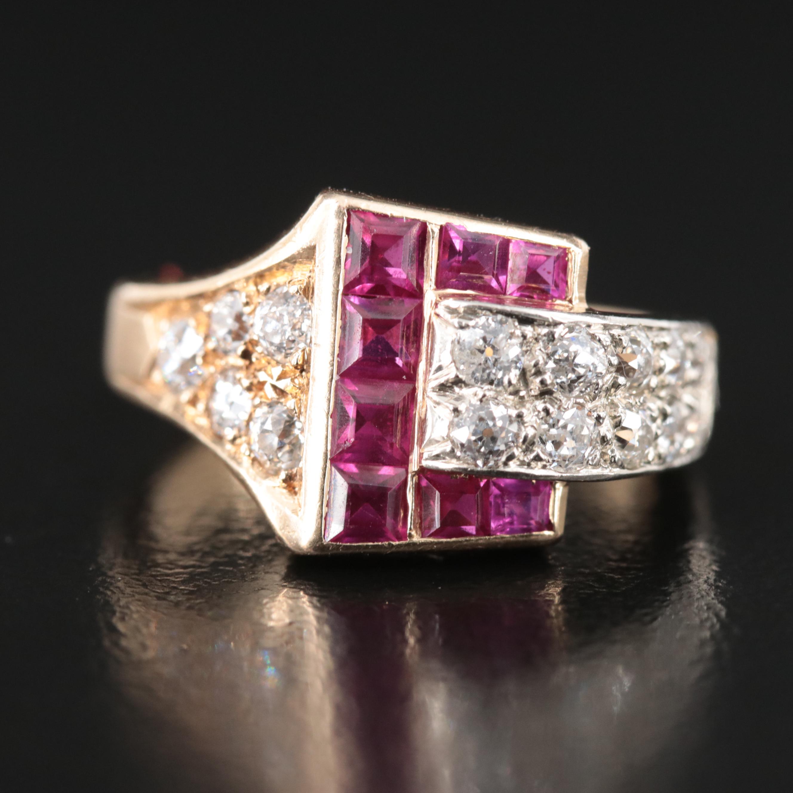 Vintage 14K Ruby and Diamond Ring