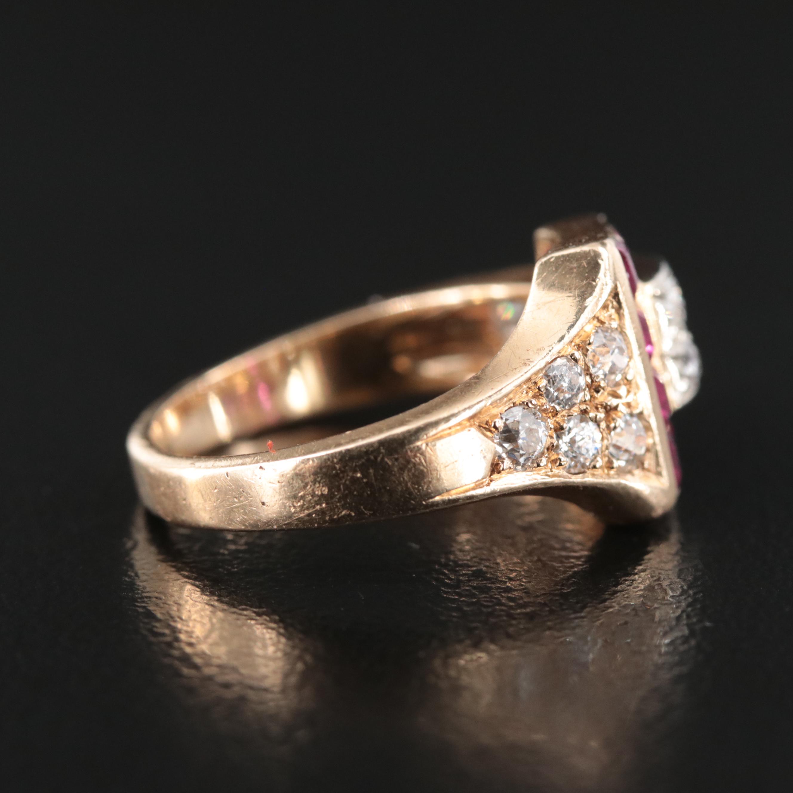 Vintage 14K Ruby and Diamond Ring