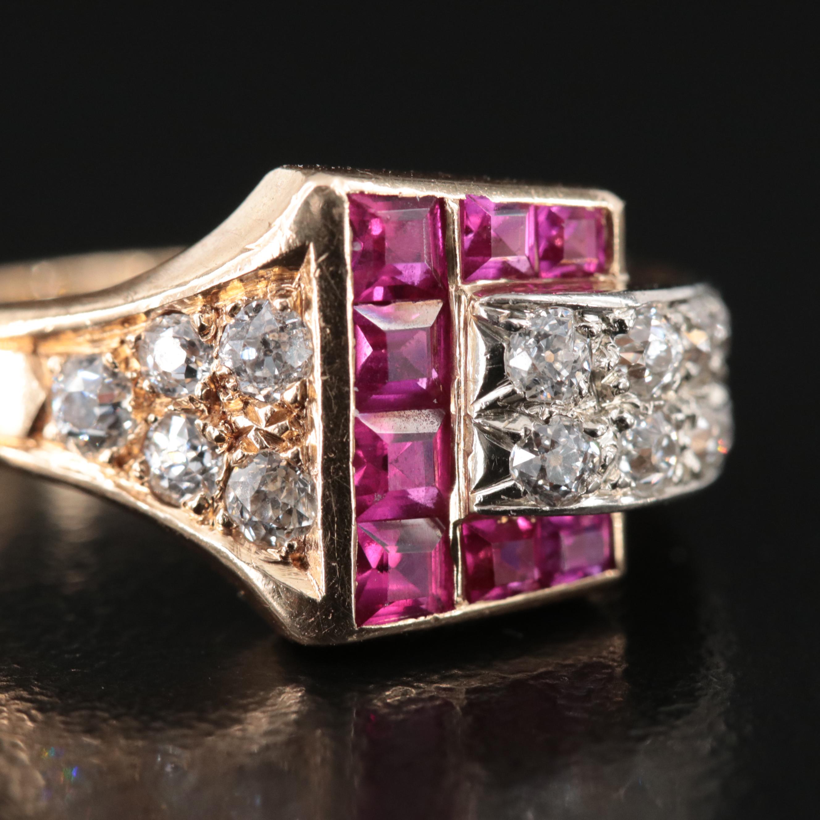 Vintage 14K Ruby and Diamond Ring