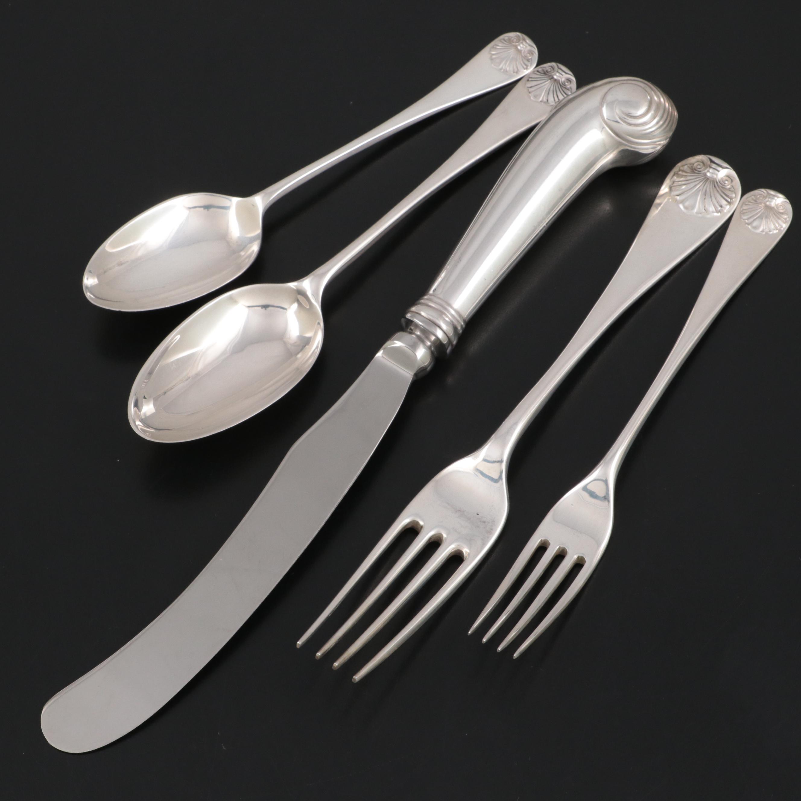 Stieff "Williamsburg Shell" Sterling Silver Flatware, Late 20th Century