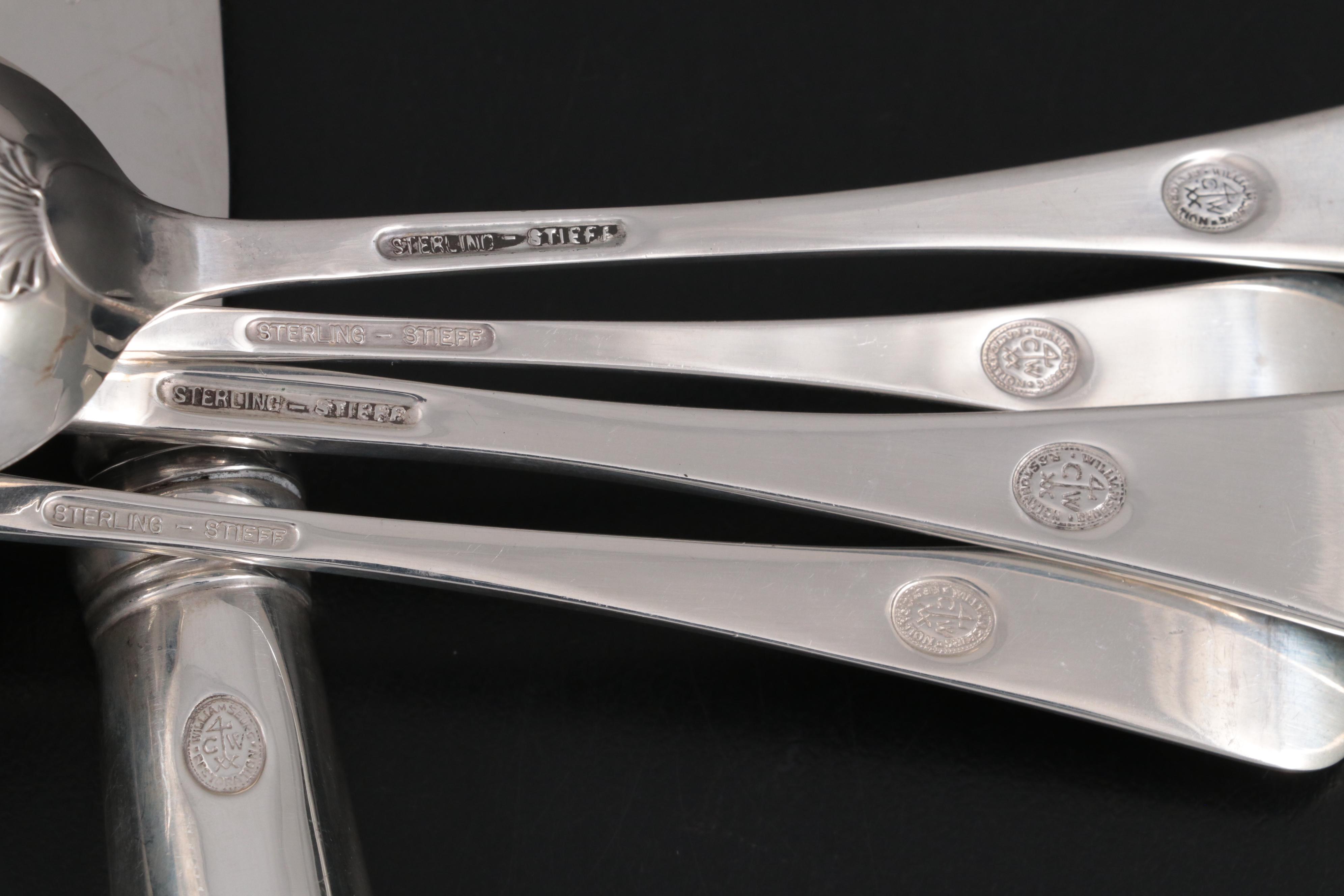 Stieff "Williamsburg Shell" Sterling Silver Flatware, Late 20th Century