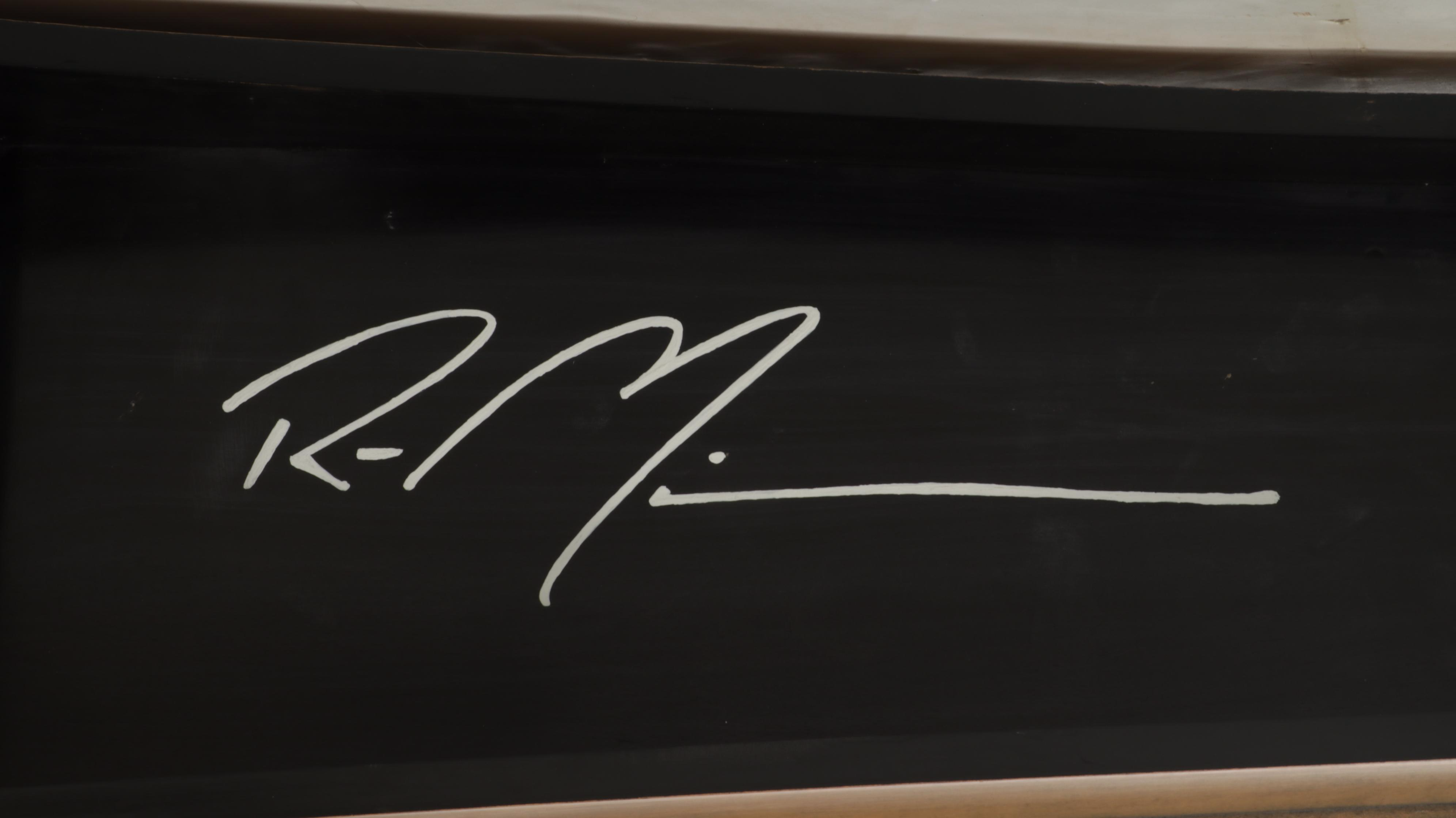 Post-Modern Studio Molded Wood Bench, Signed "RM"