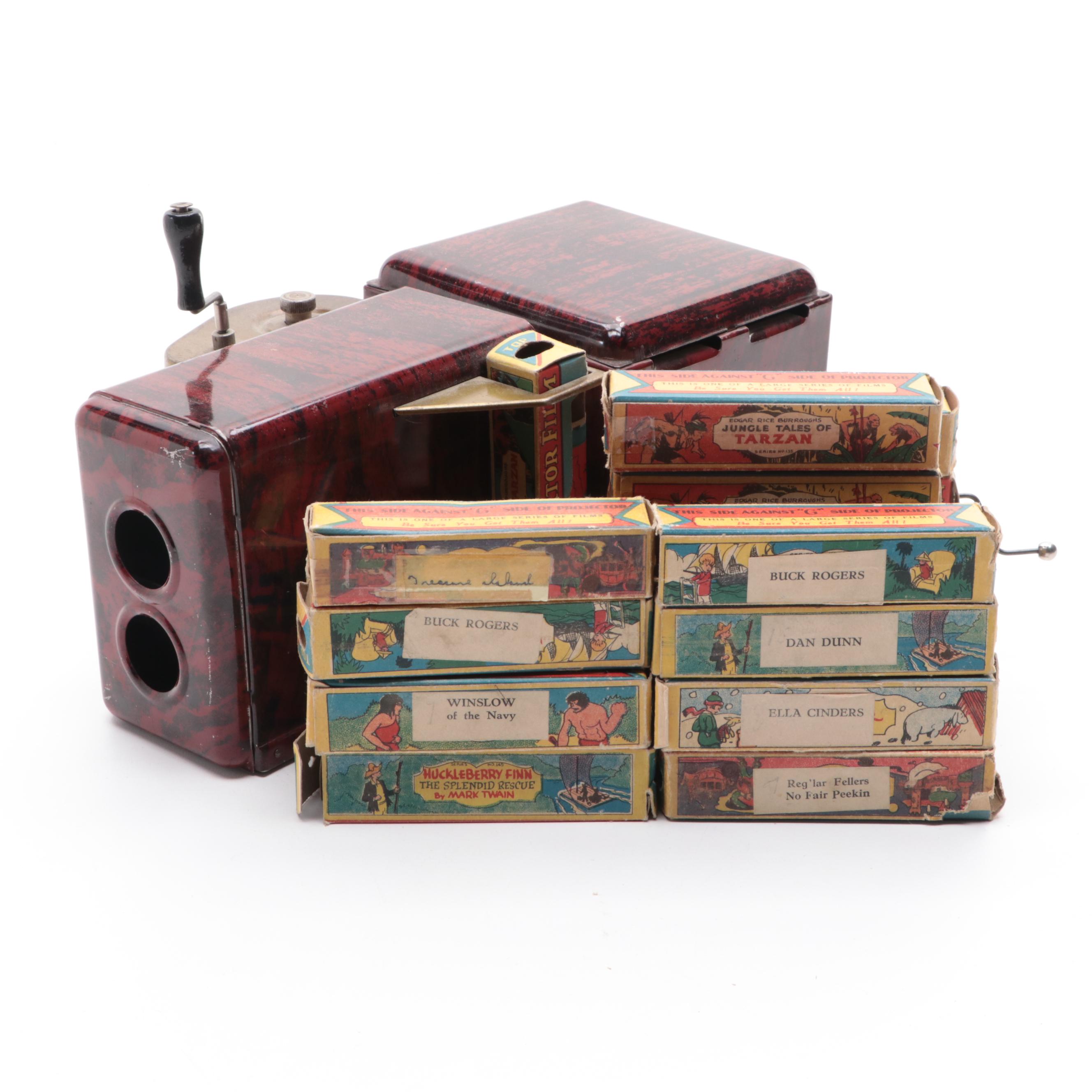 Movie-Jektor Projector with "Tarzan" Series and Other Films, 1930s