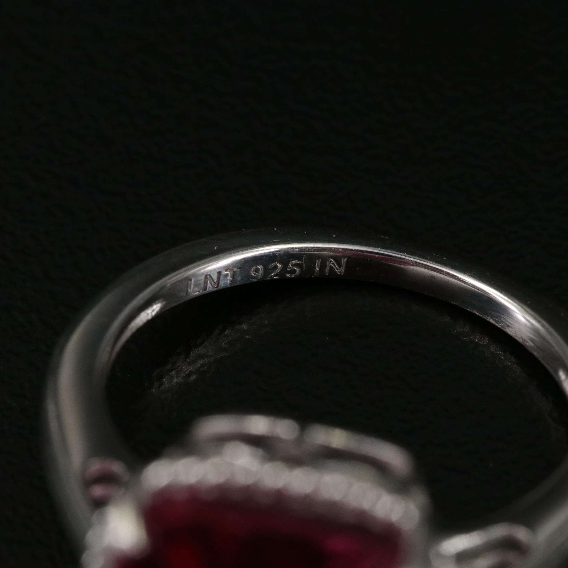 Sterling Pink Sapphire and White Topaz Openwork Ring