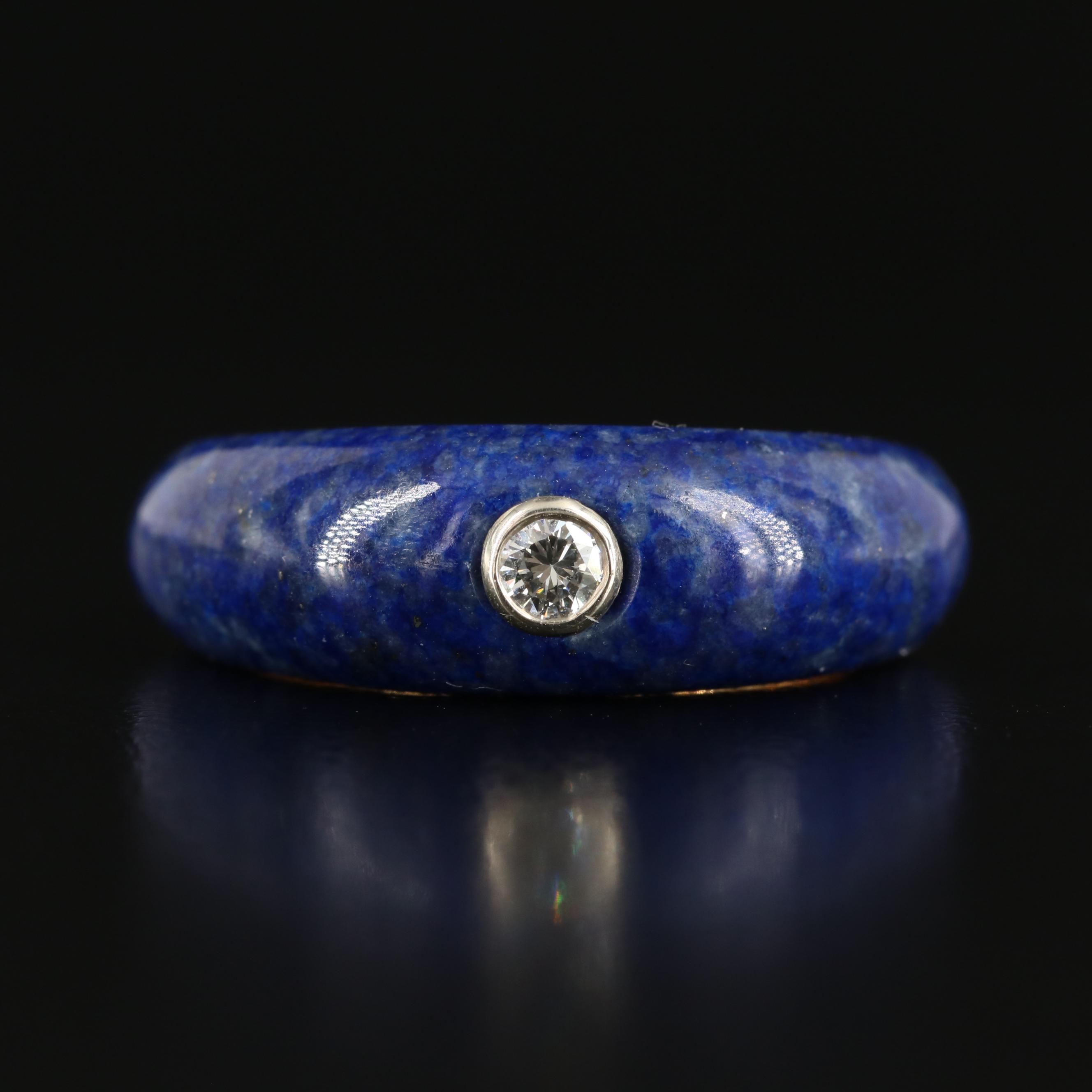 14K Lapis Lazuli and Diamond Ring