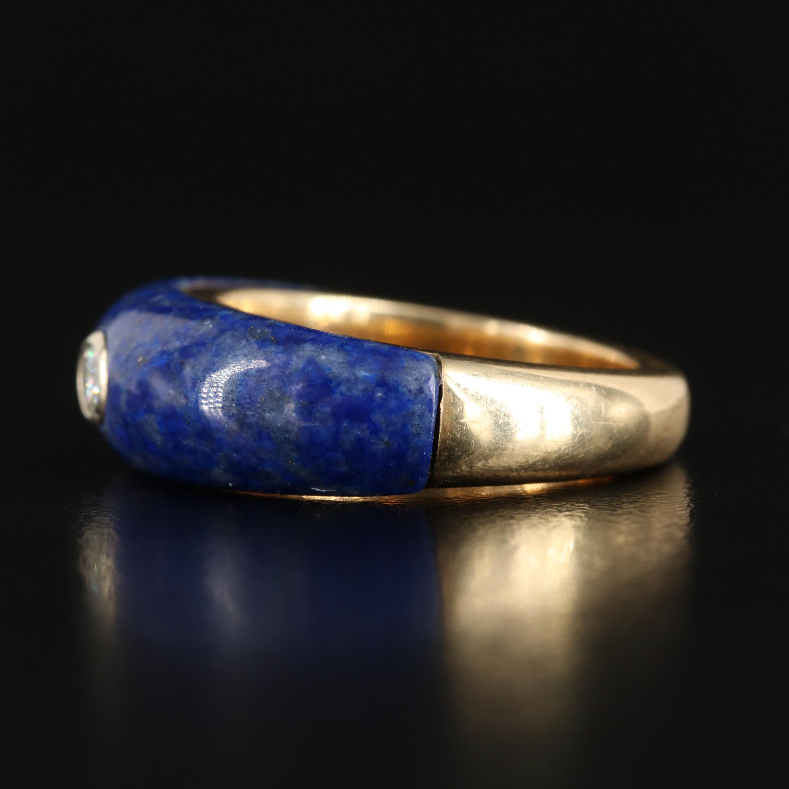 14K Lapis Lazuli and Diamond Ring