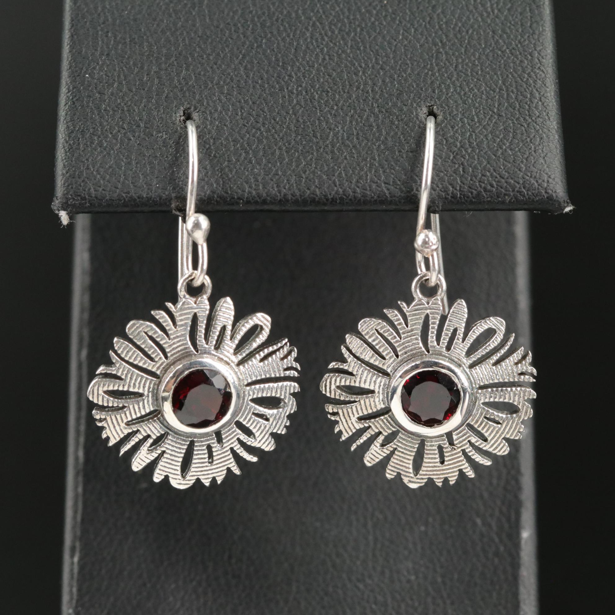 Sterling Garnet Drop Earrings
