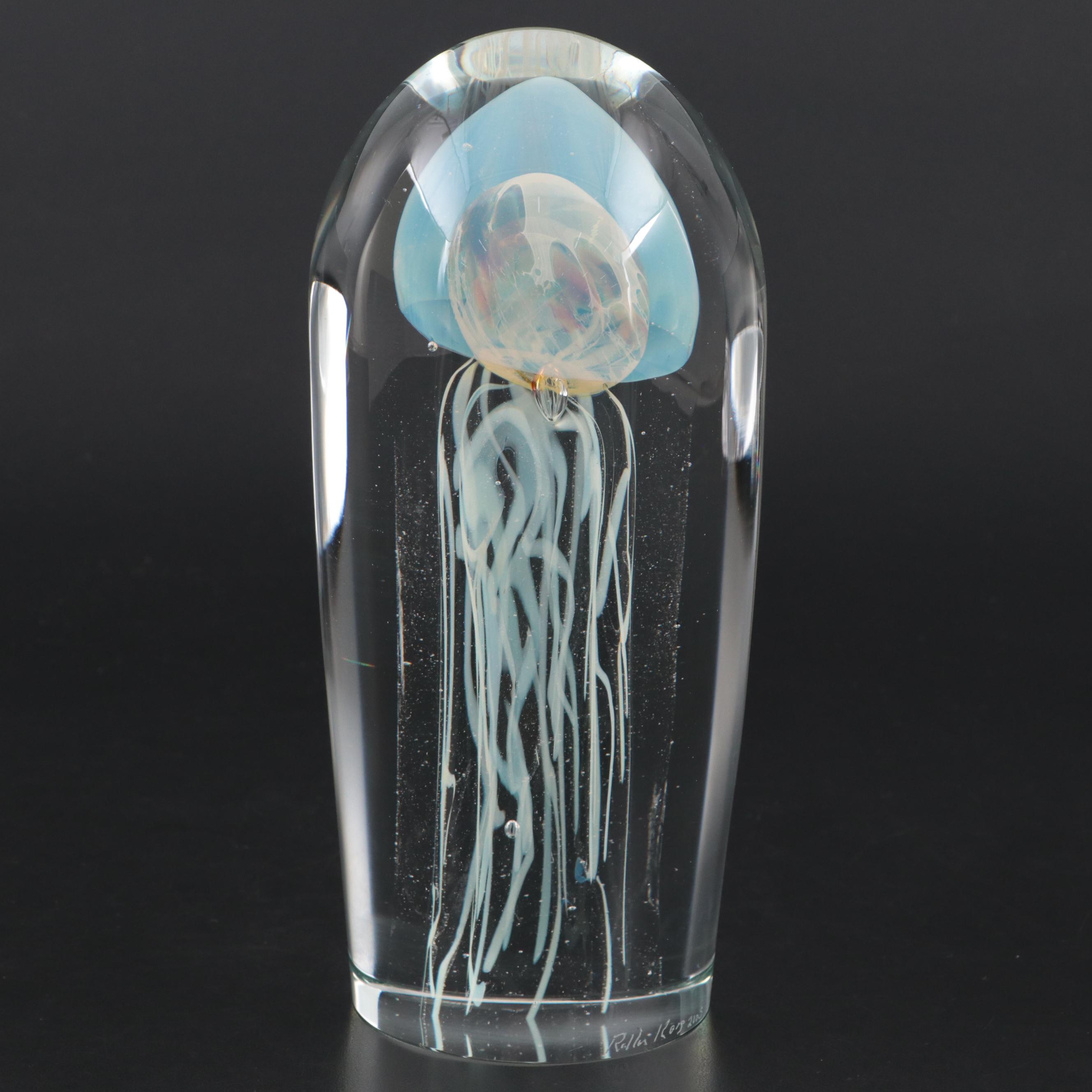 Rollin Karg Opalescent Jellyfish Art Glass Sculpture, 2005 EBTH