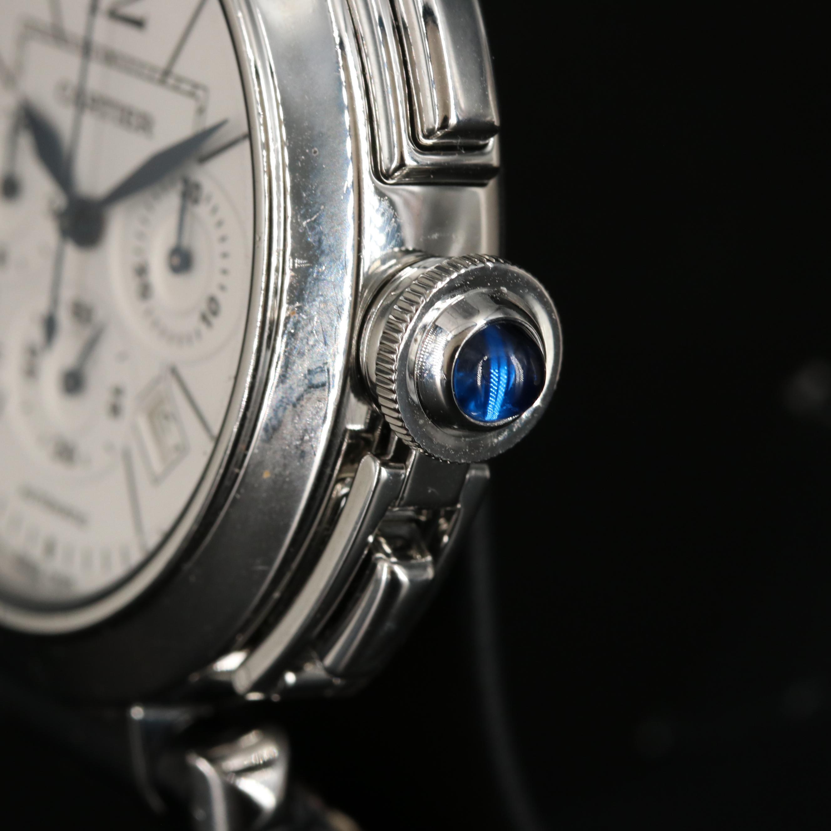 Cartier Pasha 42MM Chronograph Automatic Steel Leather Watch