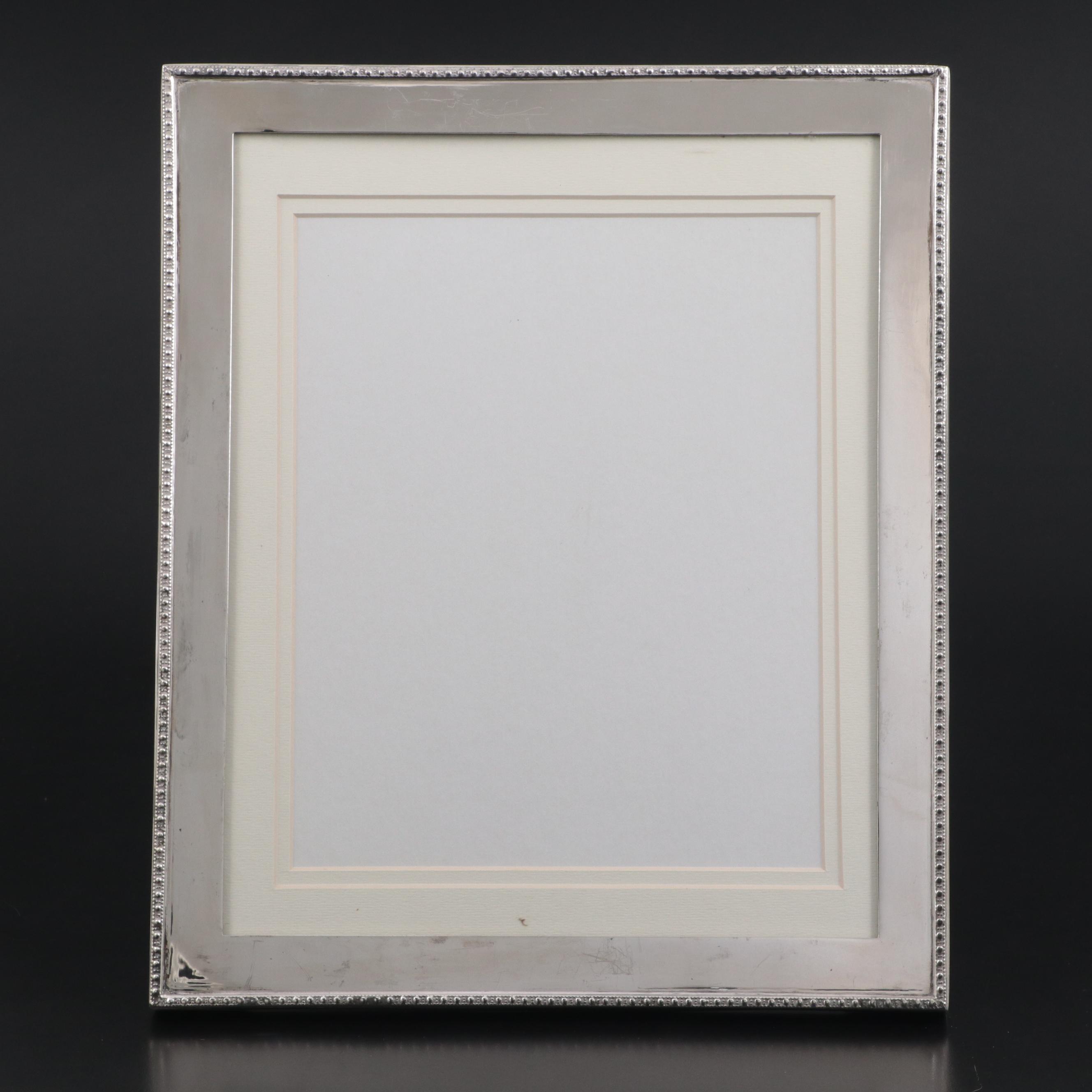 Egyptian 900 Silver Tabletop Picture Frame with Lacquered Wood Backboard