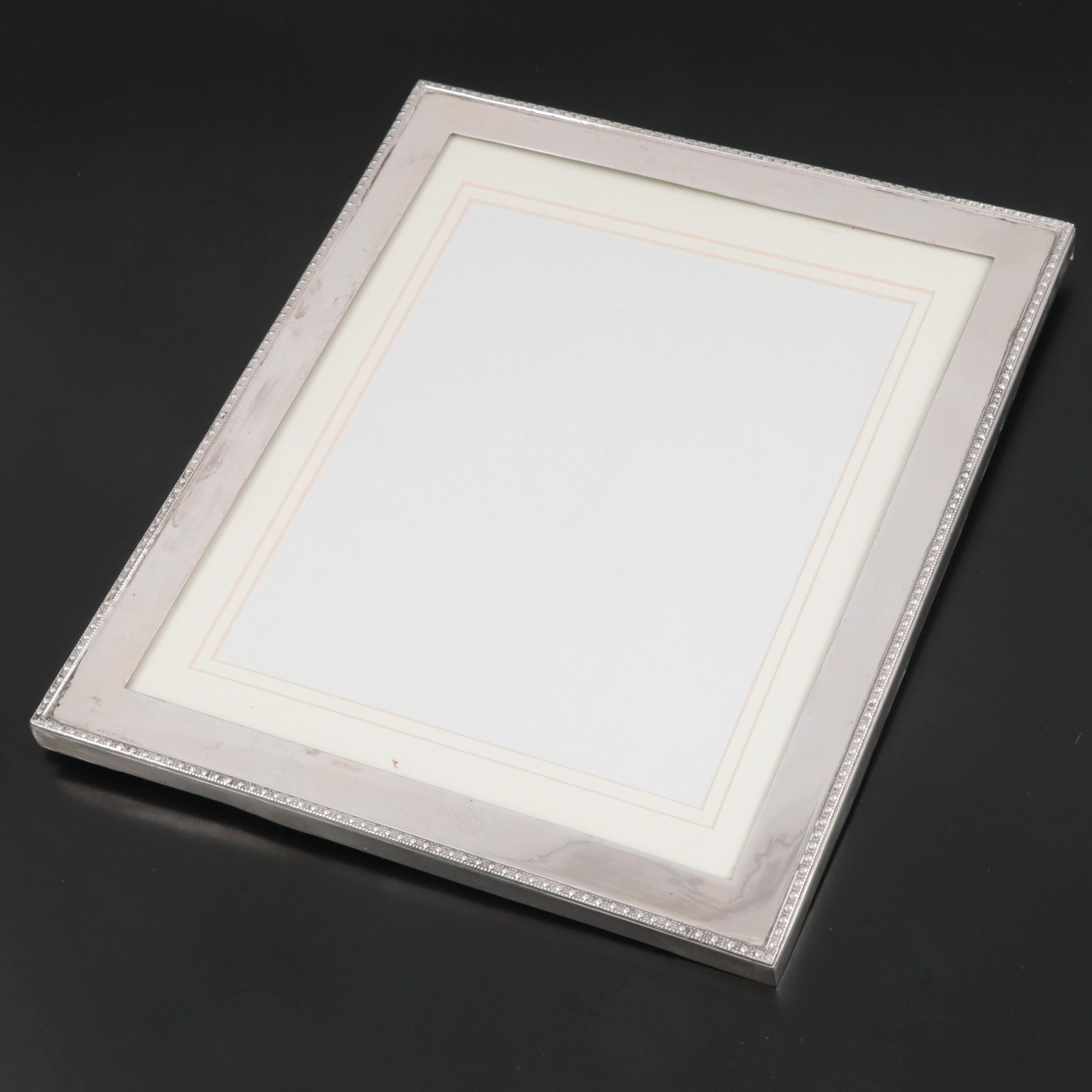 Egyptian 900 Silver Tabletop Picture Frame with Lacquered Wood Backboard