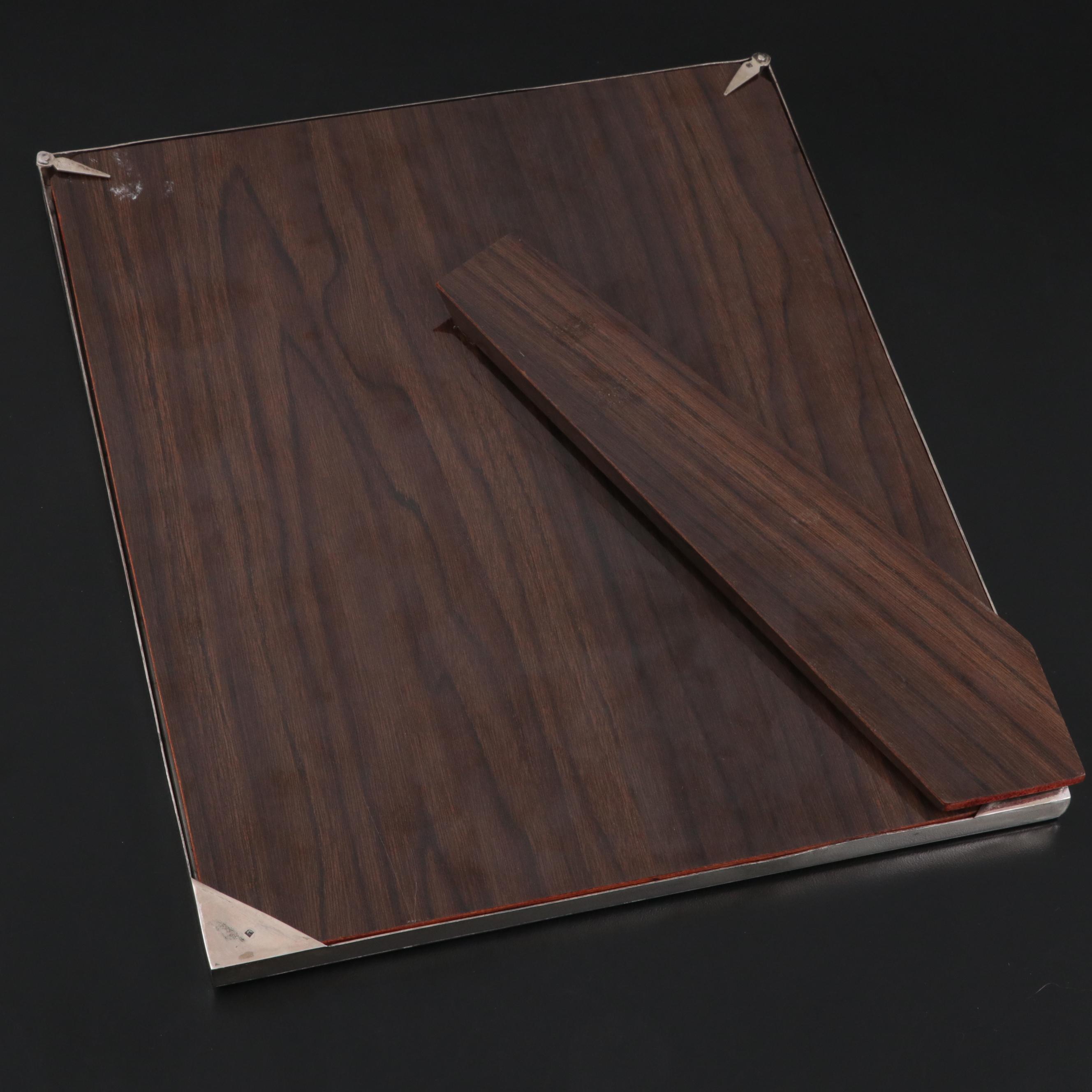 Egyptian 900 Silver Tabletop Picture Frame with Lacquered Wood Backboard