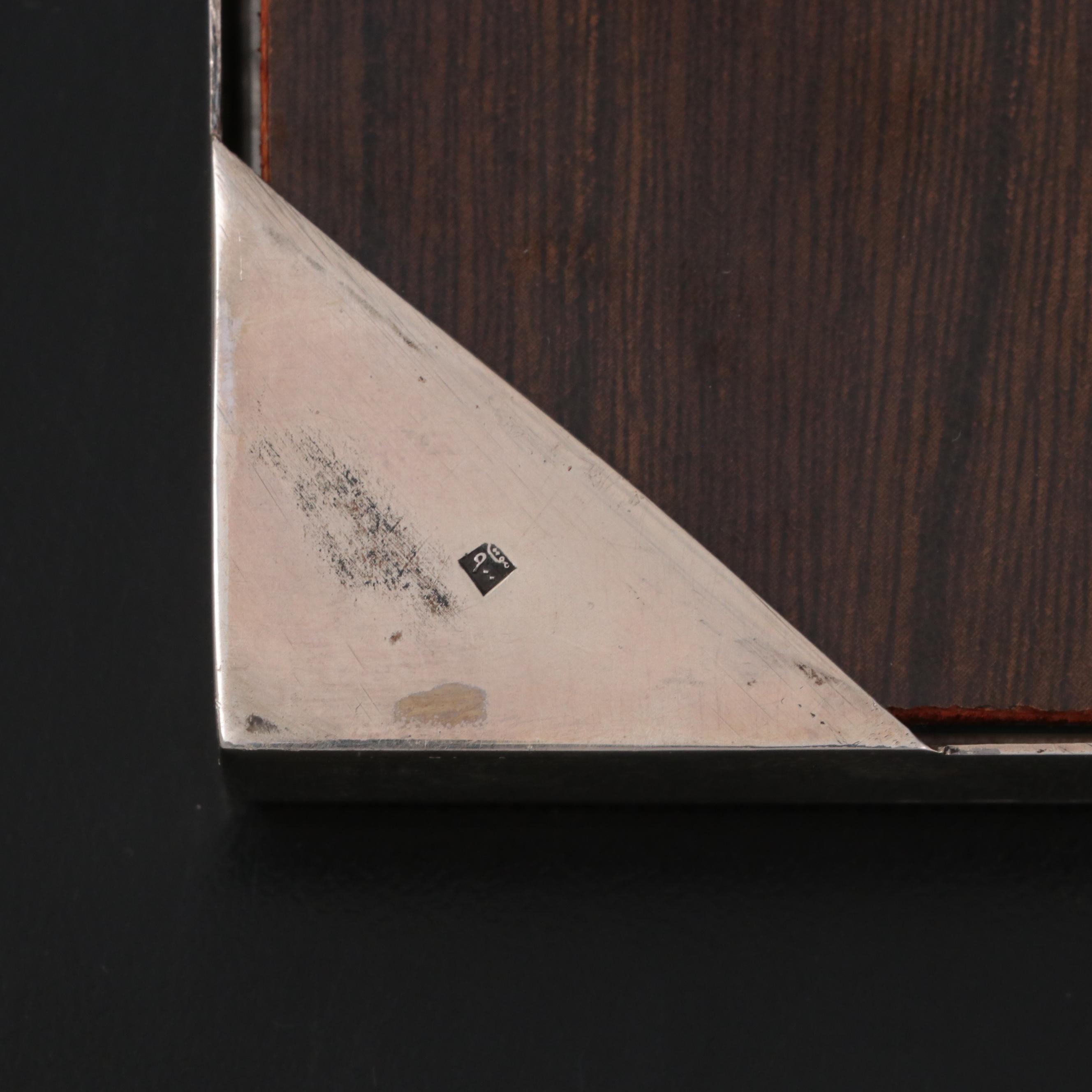 Egyptian 900 Silver Tabletop Picture Frame with Lacquered Wood Backboard