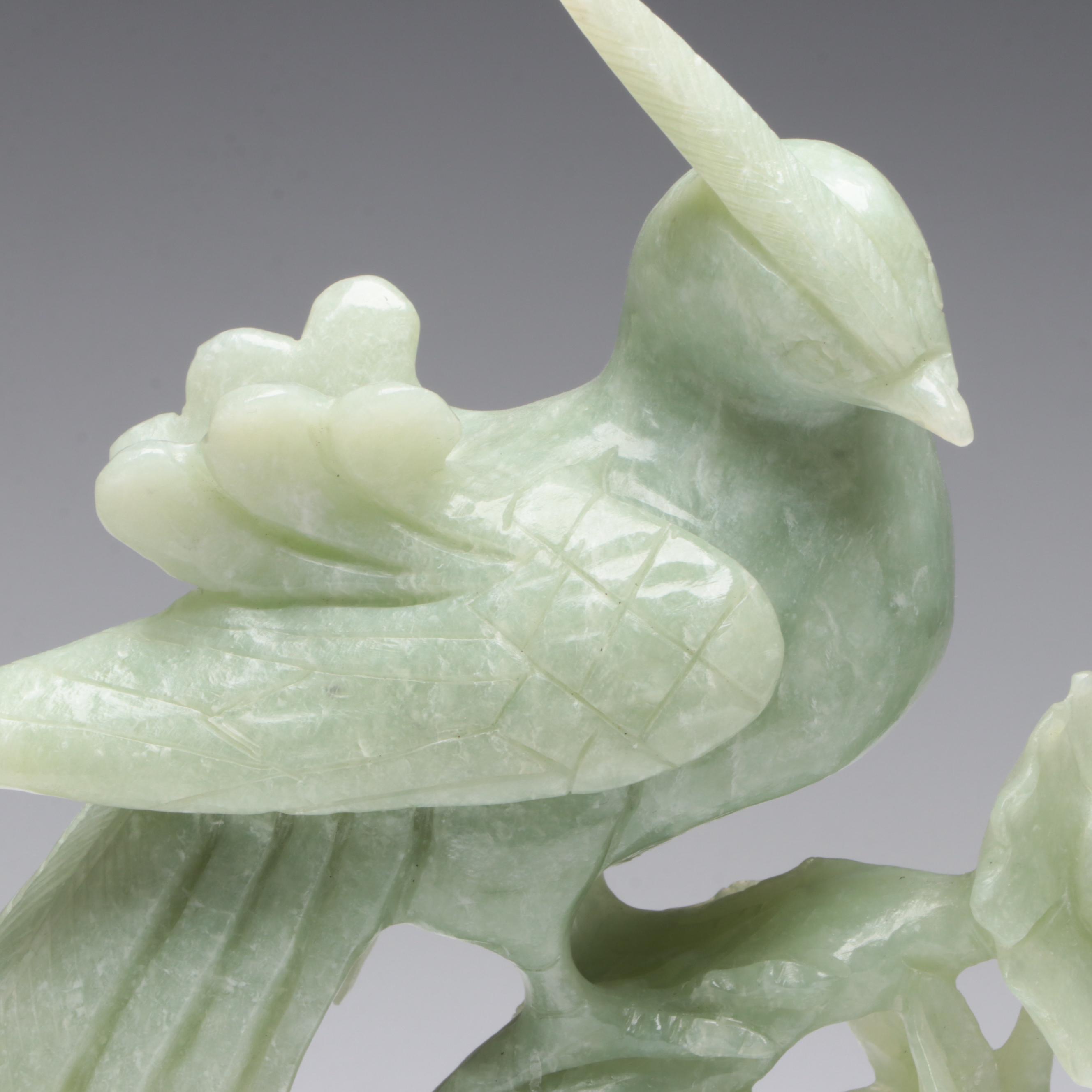 Chinese Serpentine Carving of a Phoenix on Flowering Tree