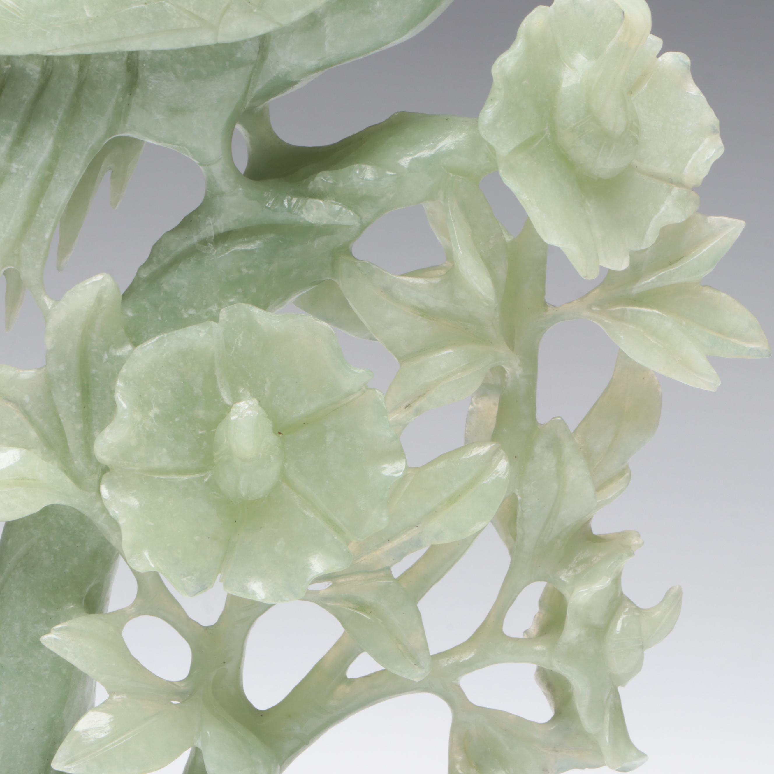 Chinese Serpentine Carving of a Phoenix on Flowering Tree