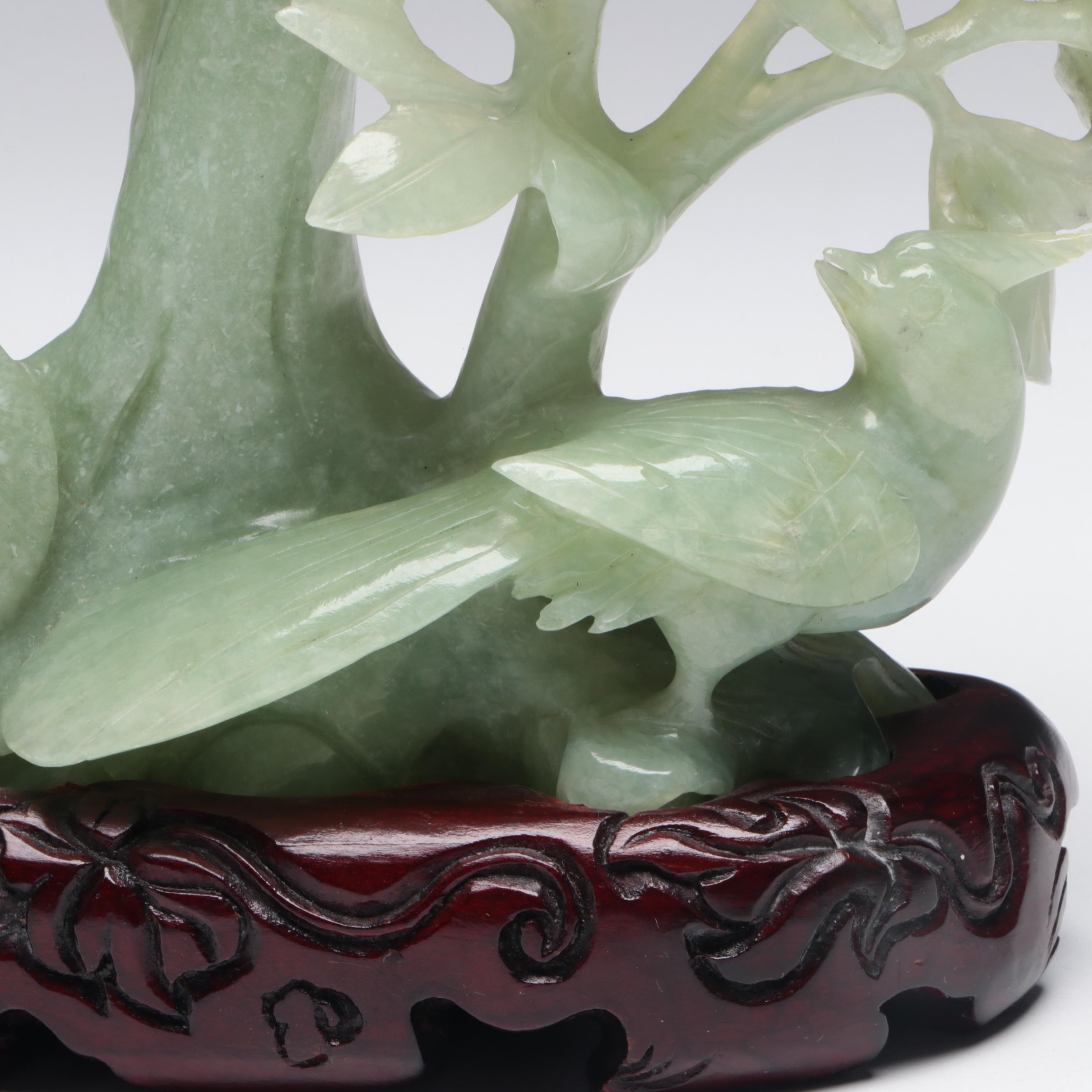 Chinese Serpentine Carving of a Phoenix on Flowering Tree