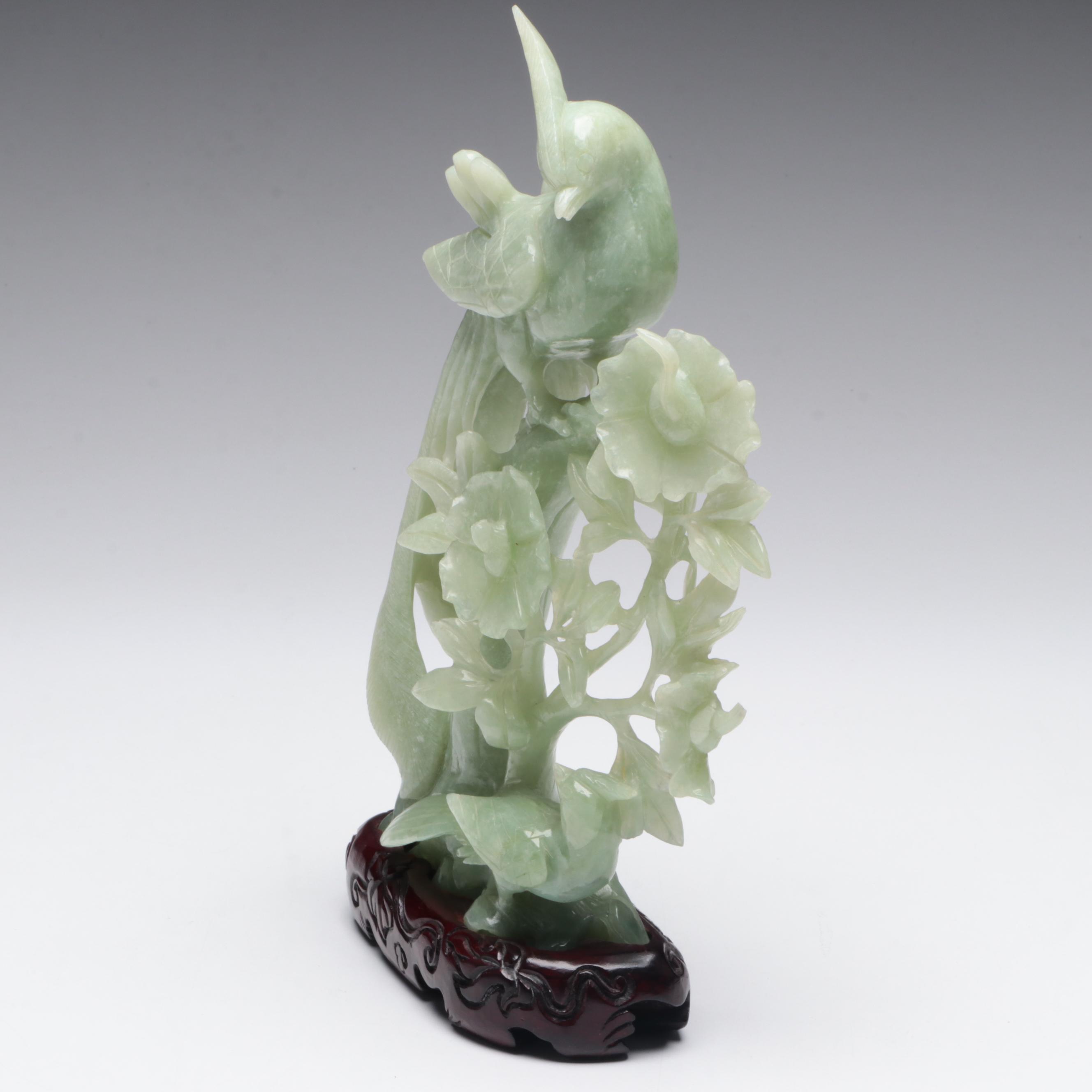Chinese Serpentine Carving of a Phoenix on Flowering Tree