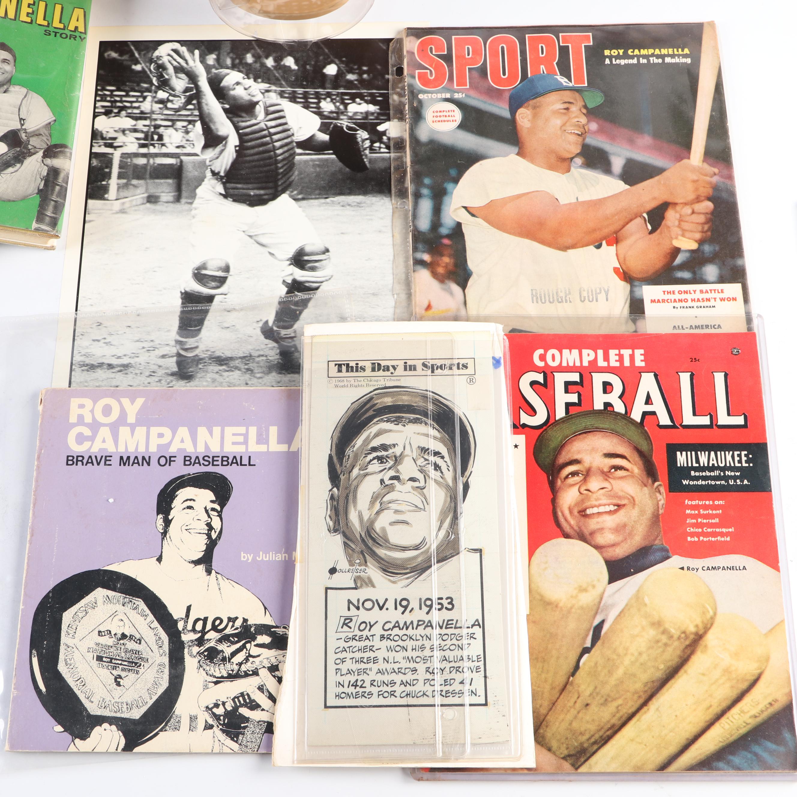 Roy Campanella Signed Sport Legends Figurine with Books, Vinyl Albums, and More