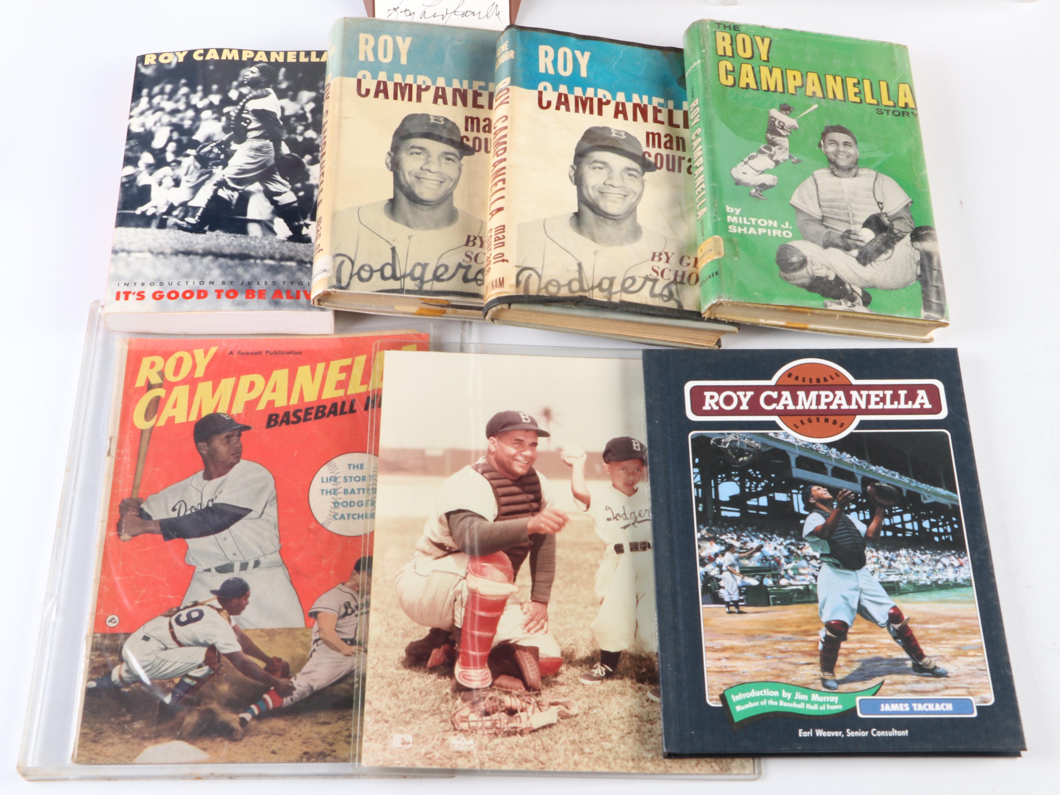Roy Campanella Signed Sport Legends Figurine with Books, Vinyl Albums, and More
