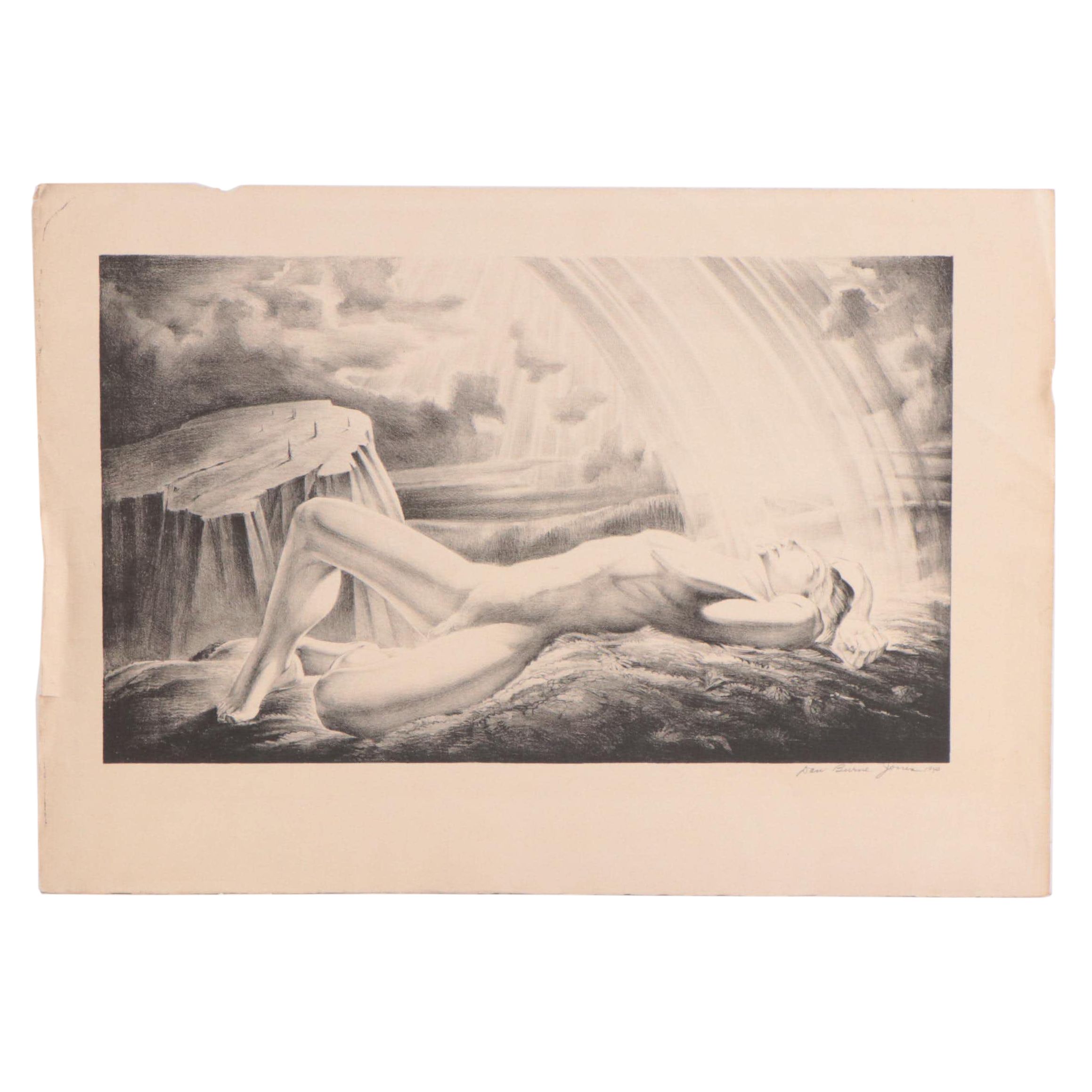 Dan Burne Jones Lithograph "Rainbow's End," 1940