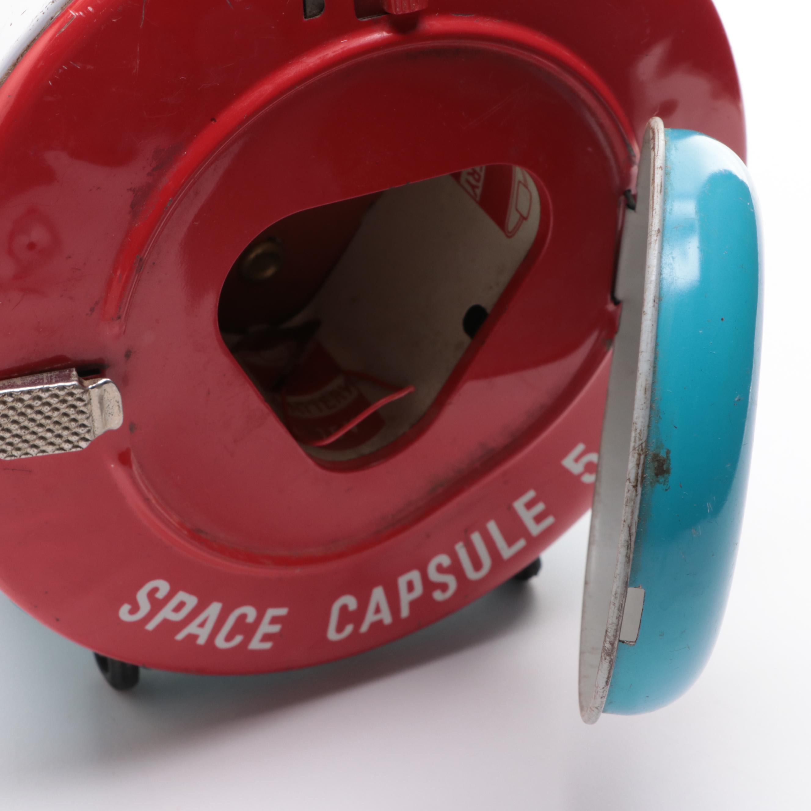 Modern Toys Space Capsule 5 Tin Lithograph Toy, Mid-20th Century