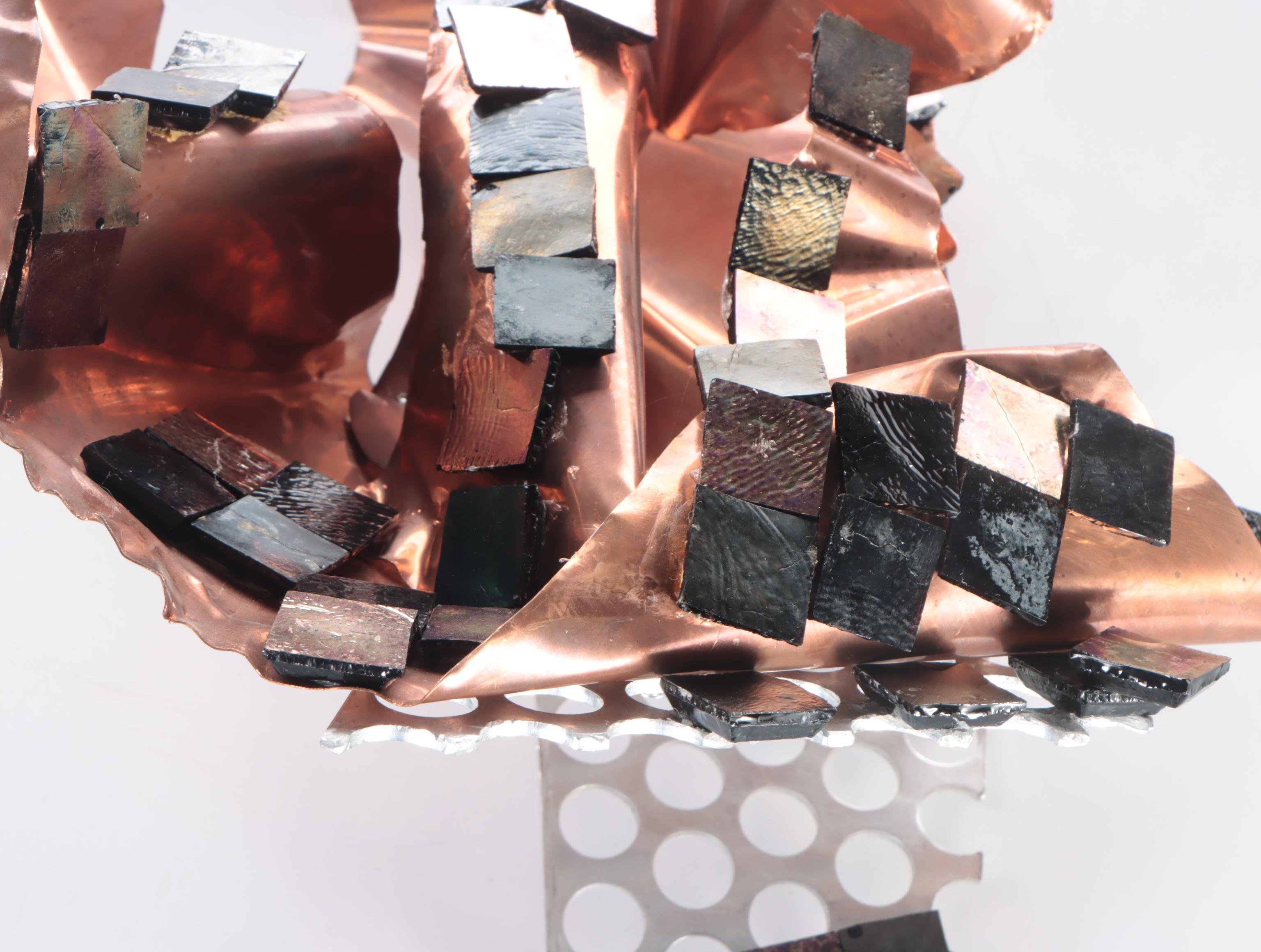 Modern Wall Decor With Copper Ribbons and Pierced Metal