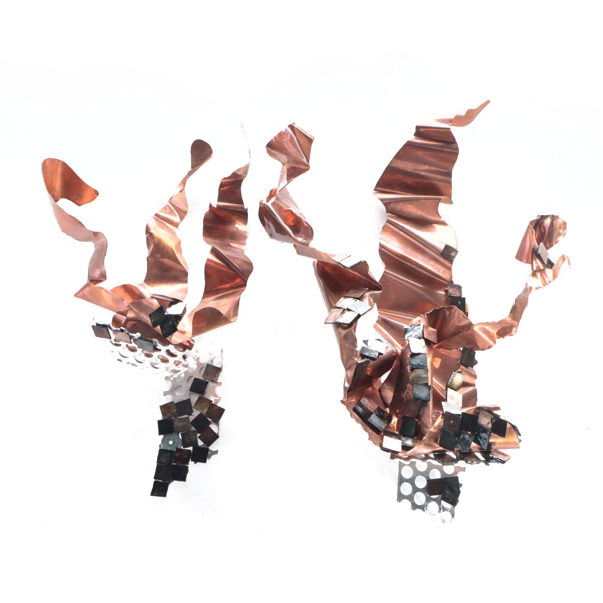 Modern Wall Decor With Copper Ribbons and Pierced Metal