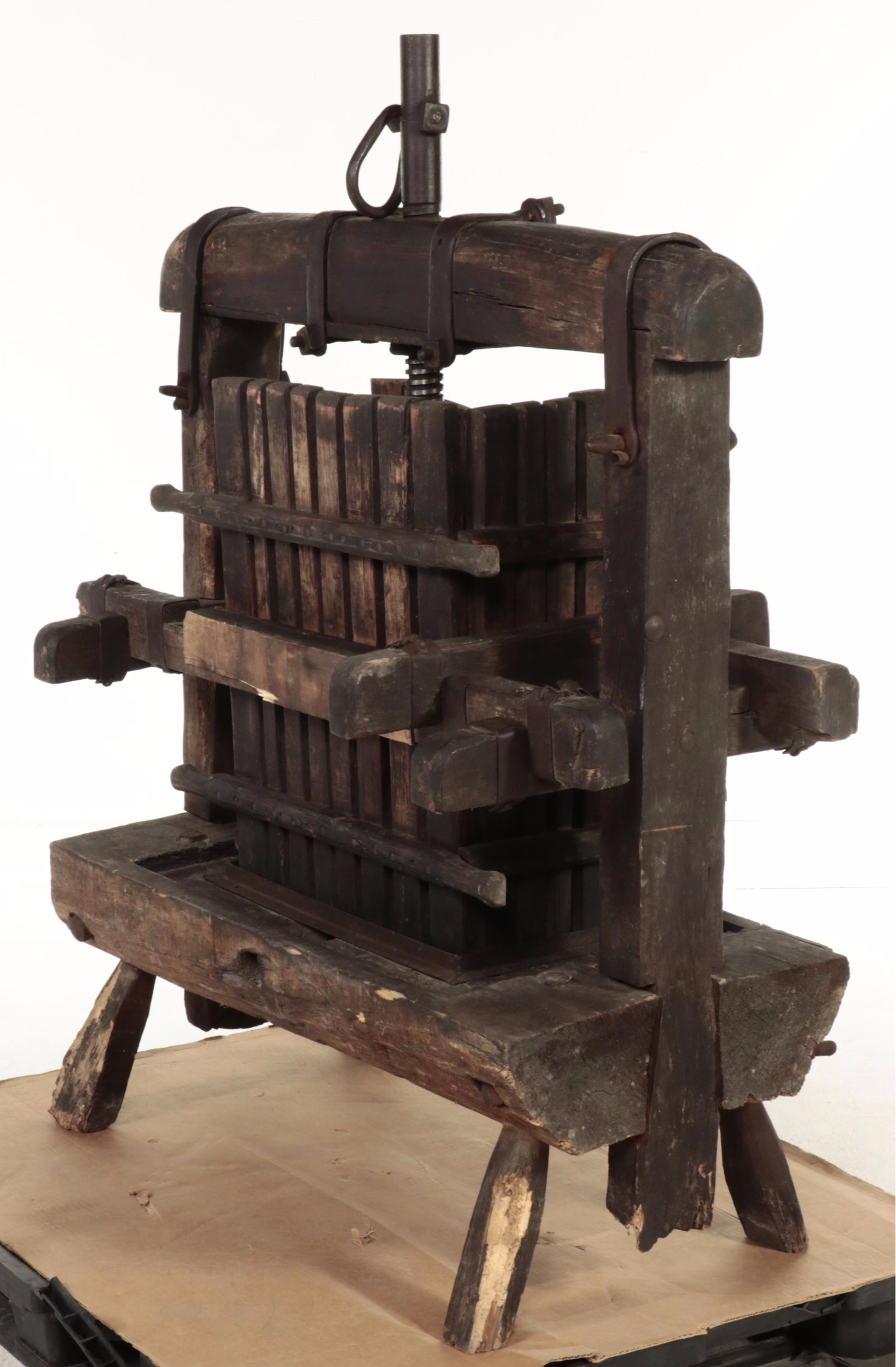 Hungarian Wood and Cast Iron Wine Press